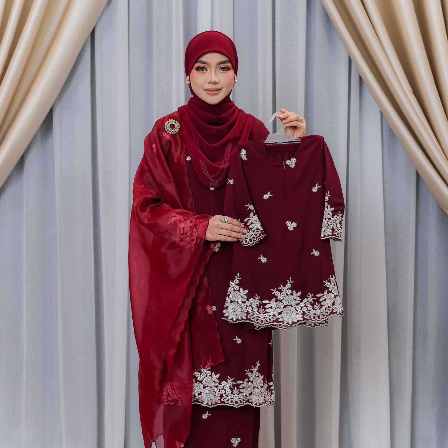 CLARA RIZQA - AVELINE baju kurung cantik material Chiffon embroidery with lining (kids)