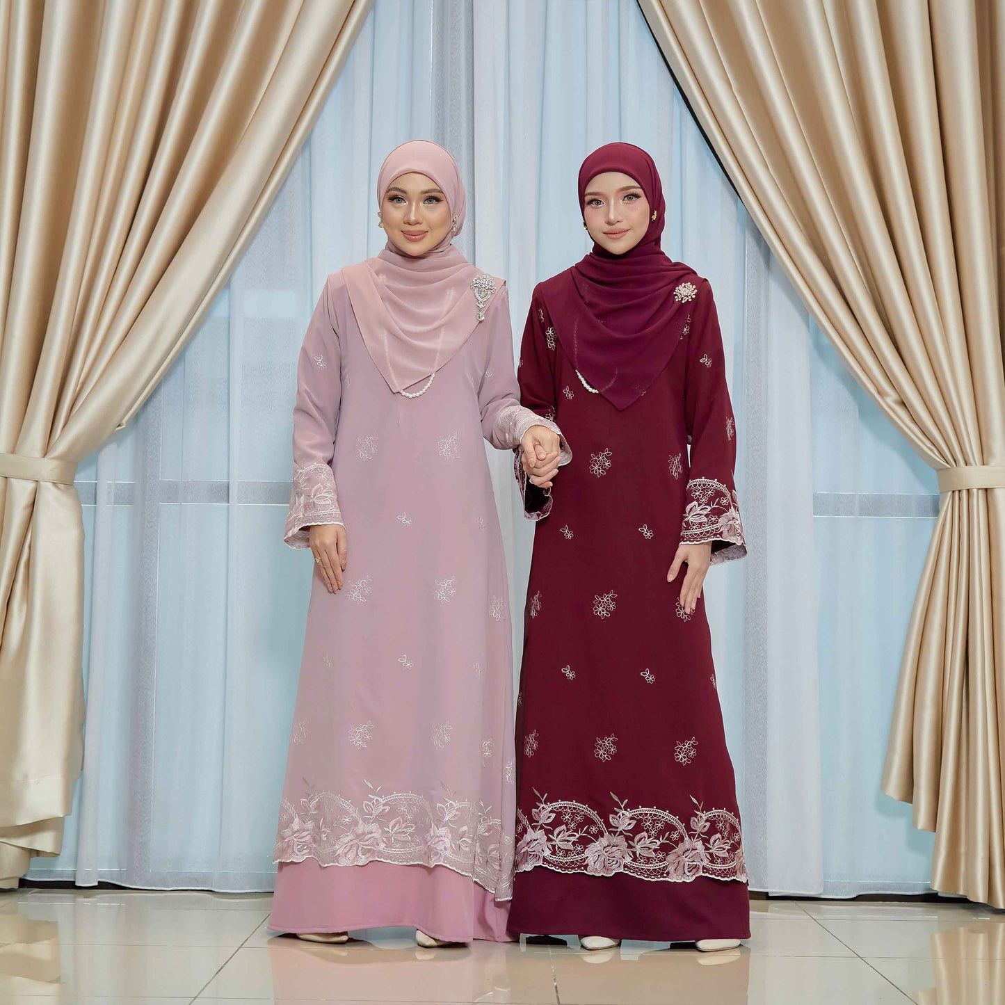 CLARA RIZQA - FEYARA Jubah Abaya material chiffon embroidery with lining como crepe