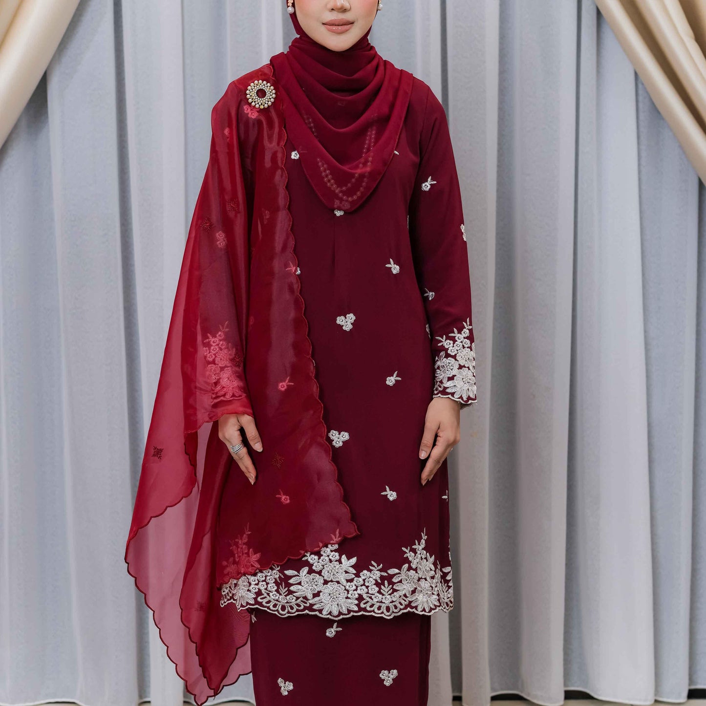 CLARA RIZQA - AVELINE baju kurung cantik material Chiffon embroidery with lining (mom)