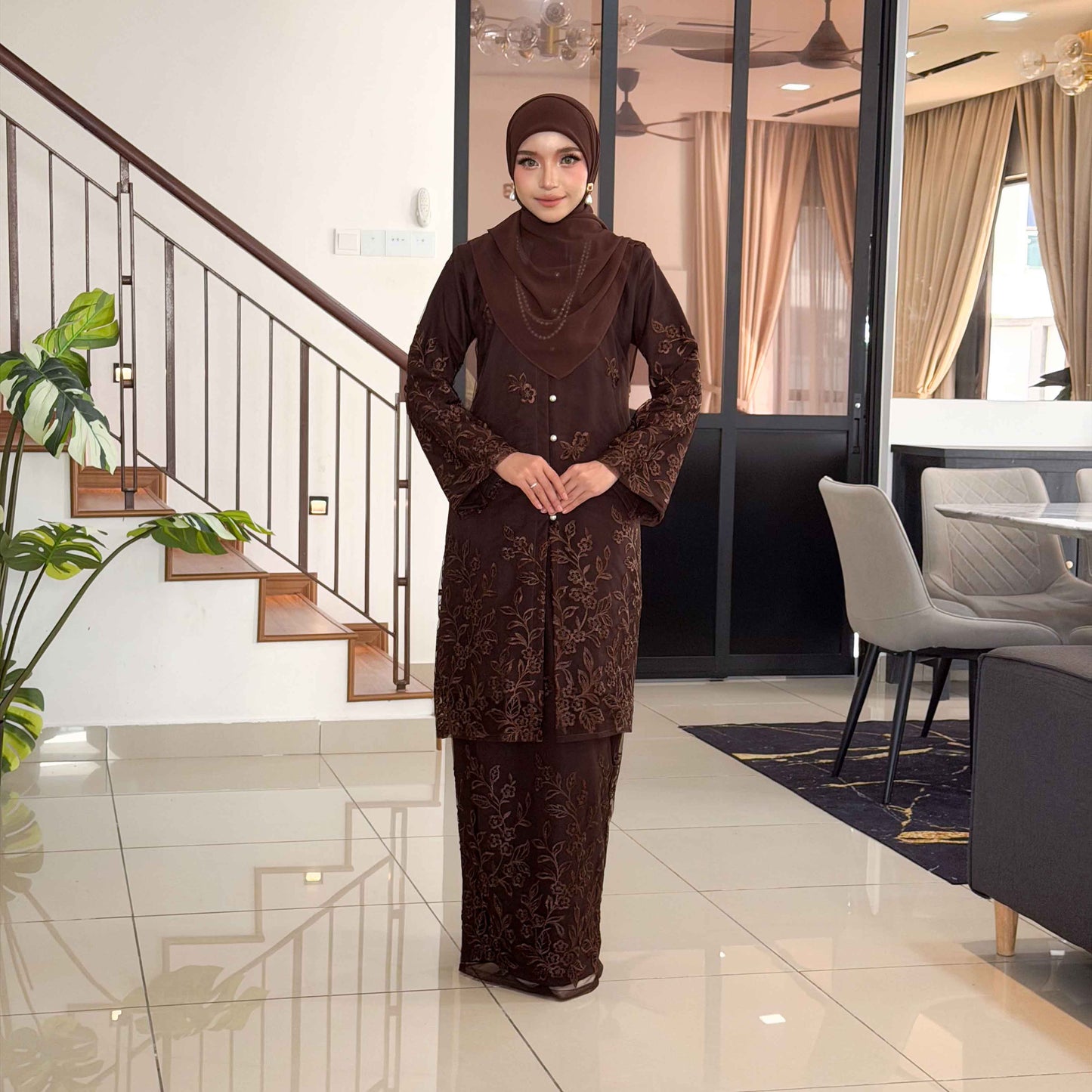 CLARA RIZQA - DALISHA baju kurung muslimah material premium como crepe + Lace