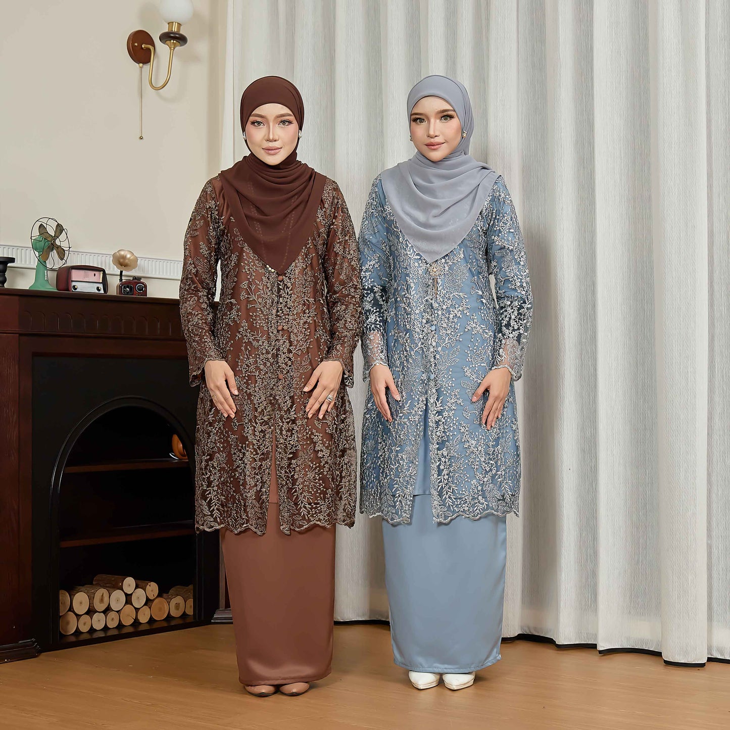 CLARA RIZQA - PETRA baju kurung moden material lace + sutera pearl lace
