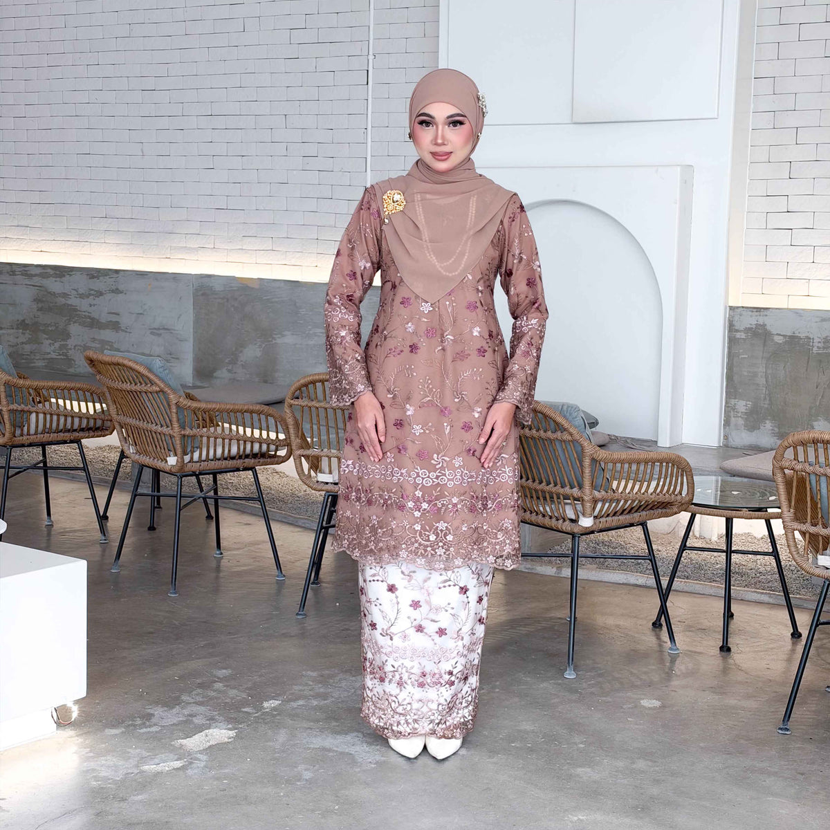 CLARA RIZQA - YASMIN baju kurung muslimah material premium como crepe + Lace