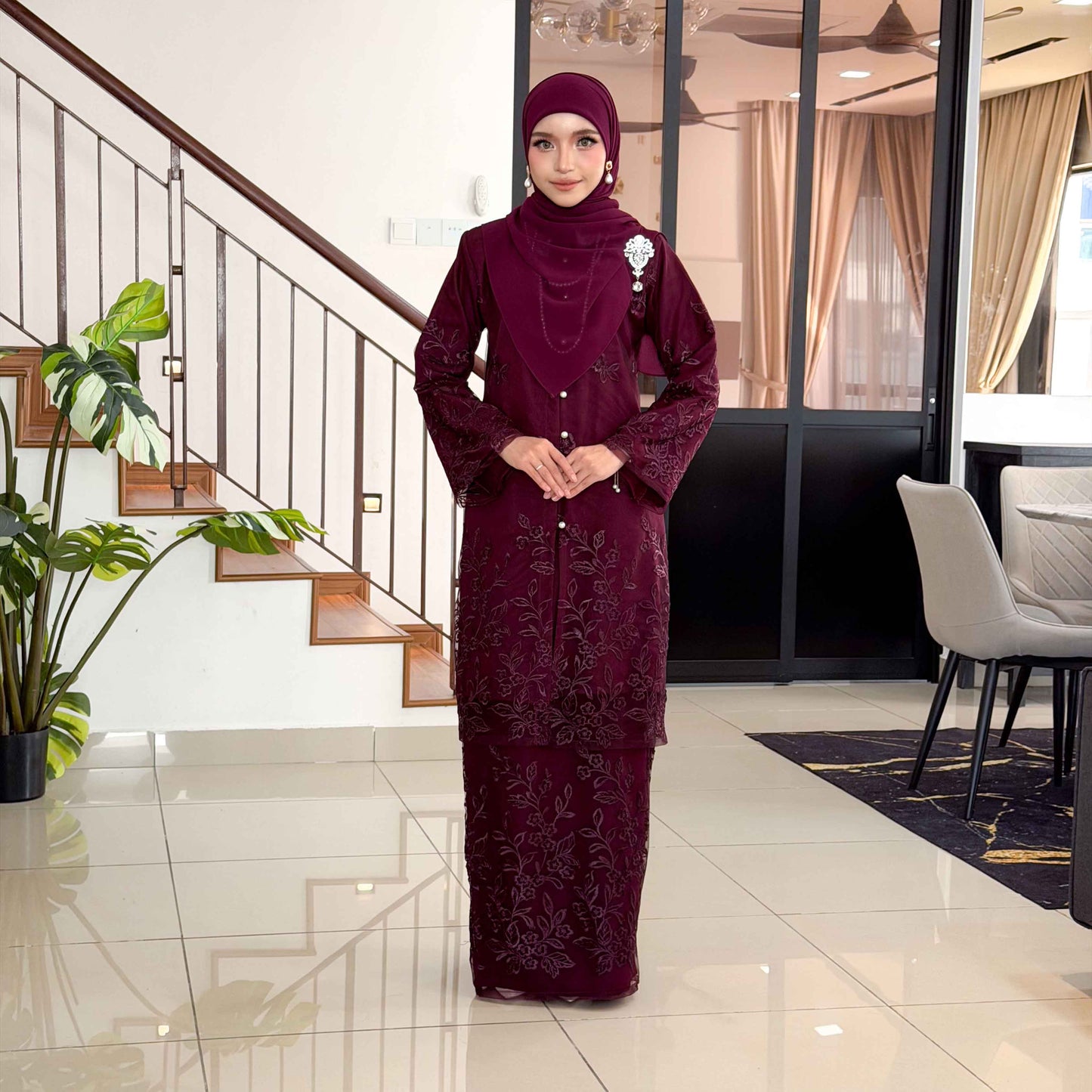 CLARA RIZQA - DALISHA baju kurung muslimah material premium como crepe + Lace