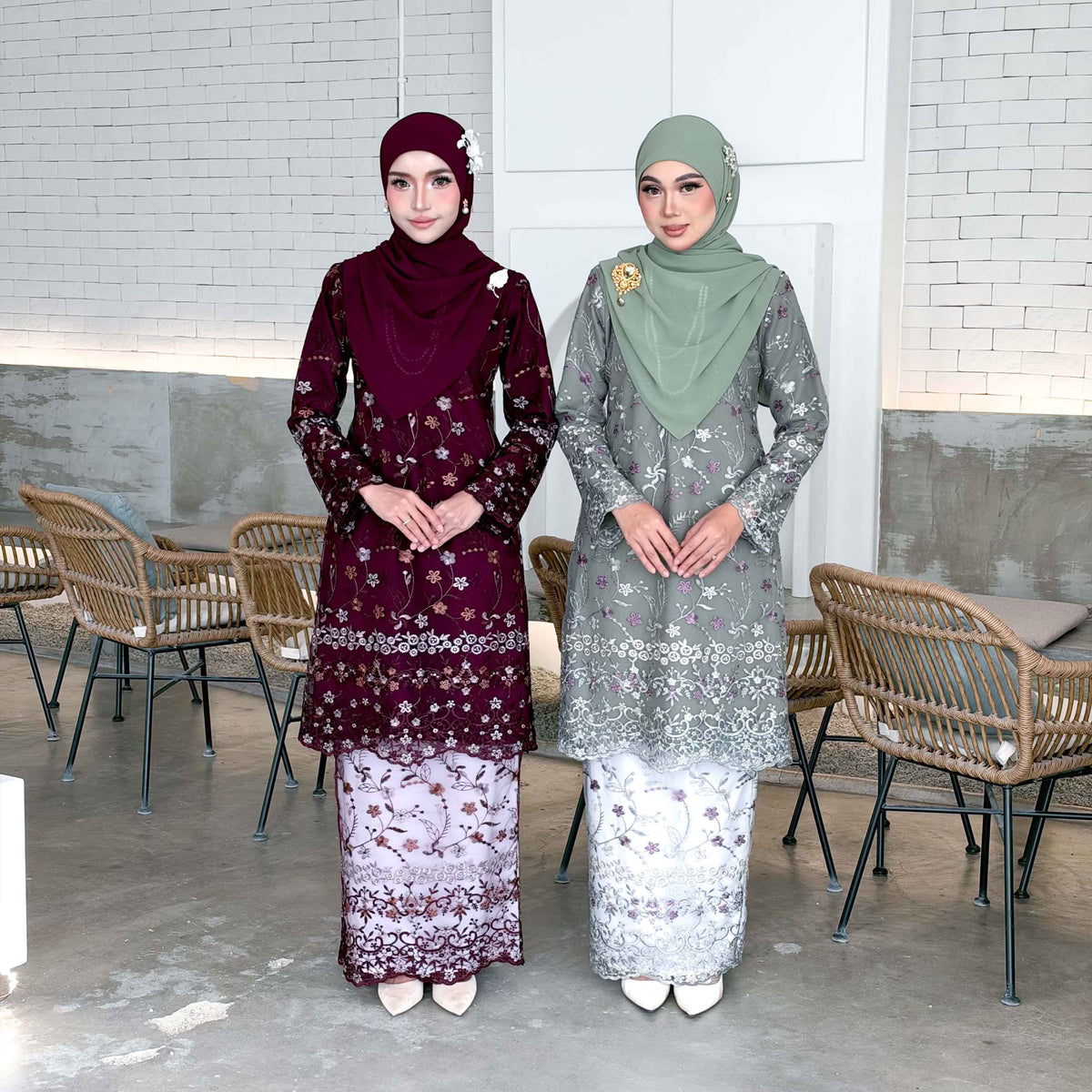 CLARA RIZQA - YASMIN baju kurung muslimah material premium como crepe + Lace