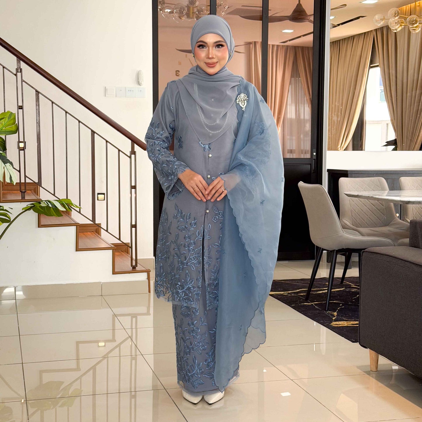 CLARA RIZQA - DALISHA baju kurung muslimah material premium como crepe + Lace