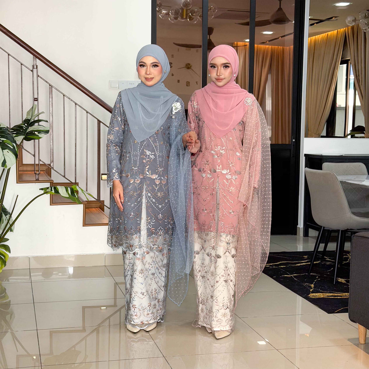 CLARA RIZQA -RAISHA baju kurung muslimah material premium como crepe + Lace