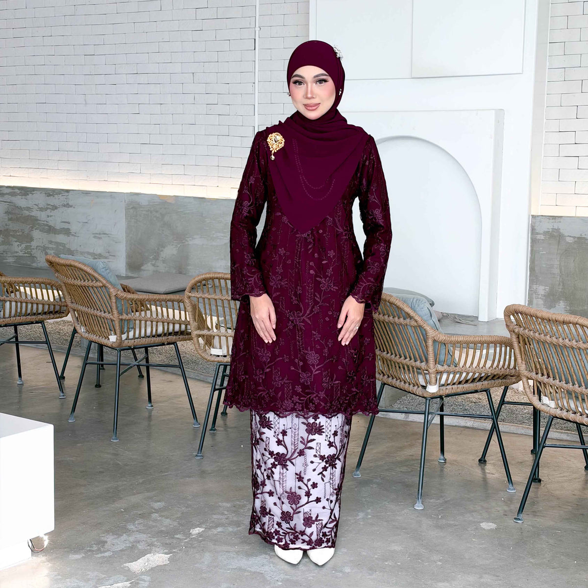 CLARA RIZQA - SOFIA baju kurung muslimah material premium como crepe + Lace
