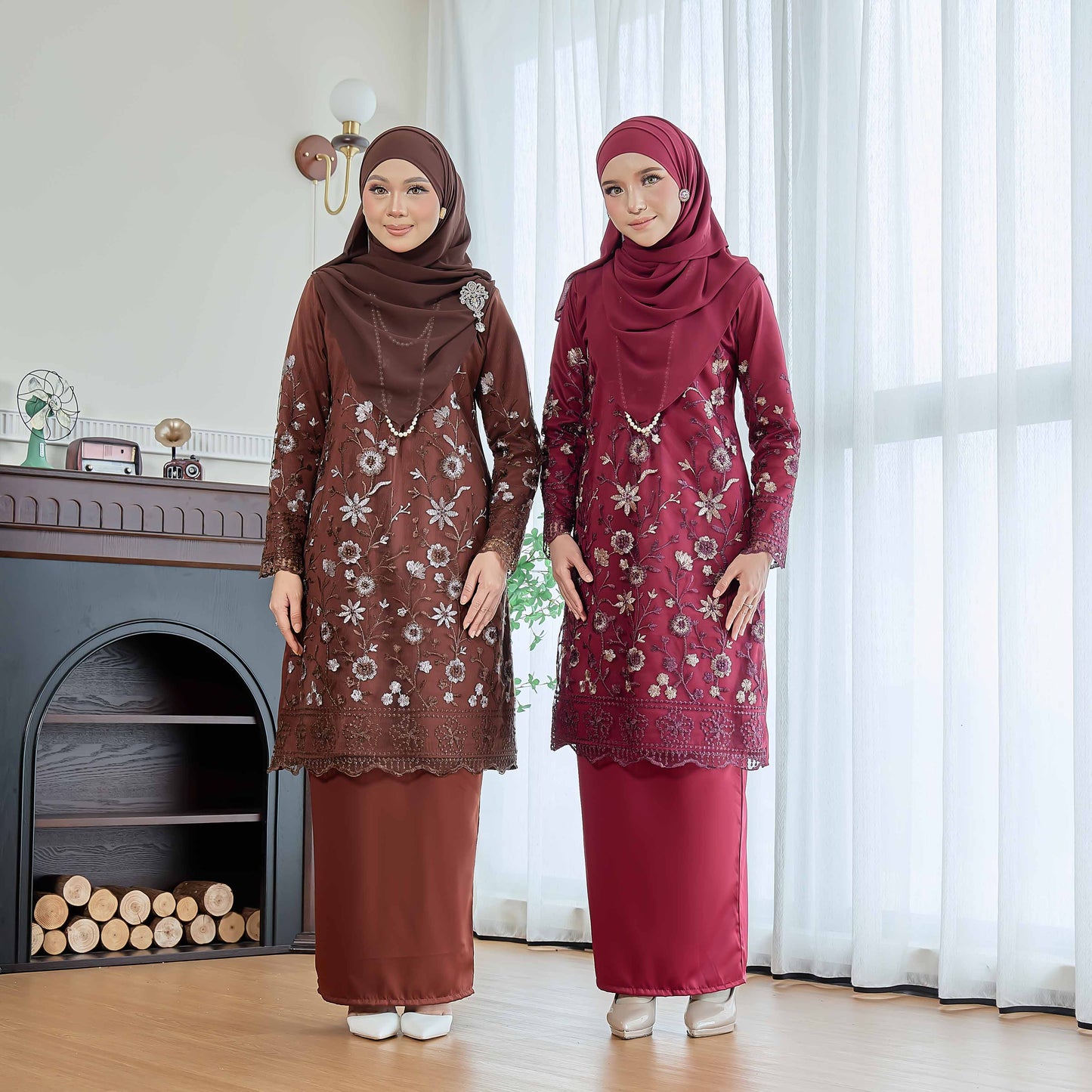 CLARA RIZQA - Catriona Mom baju kurung muslimah material premium pearl skin with lace