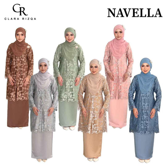 CLARA RIZQA - NAVELLA baju kurung moden cantik muslimah material lace cantik