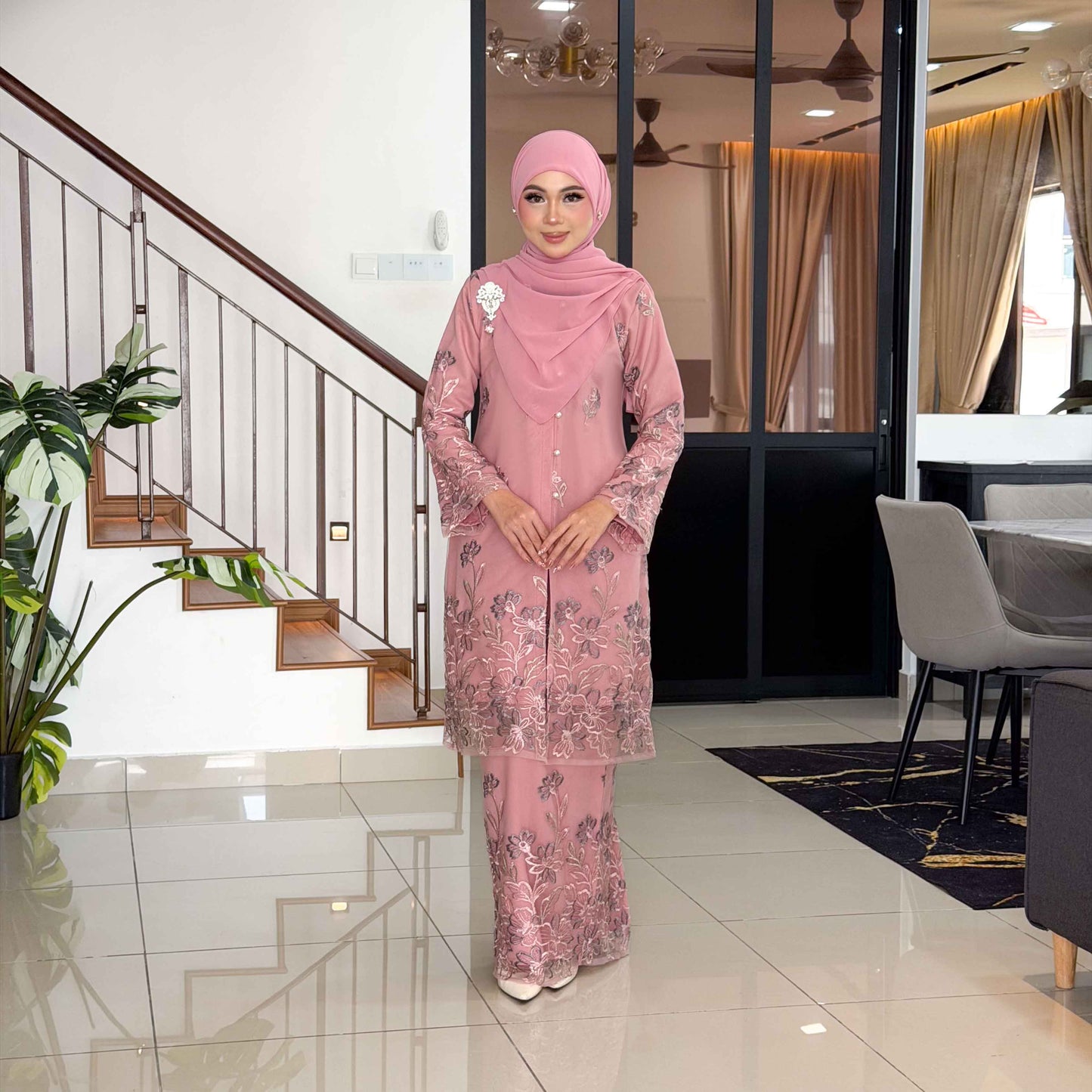 CLARA RIZQA - FEYROSA baju kurung muslimah material premium como crepe + Lace