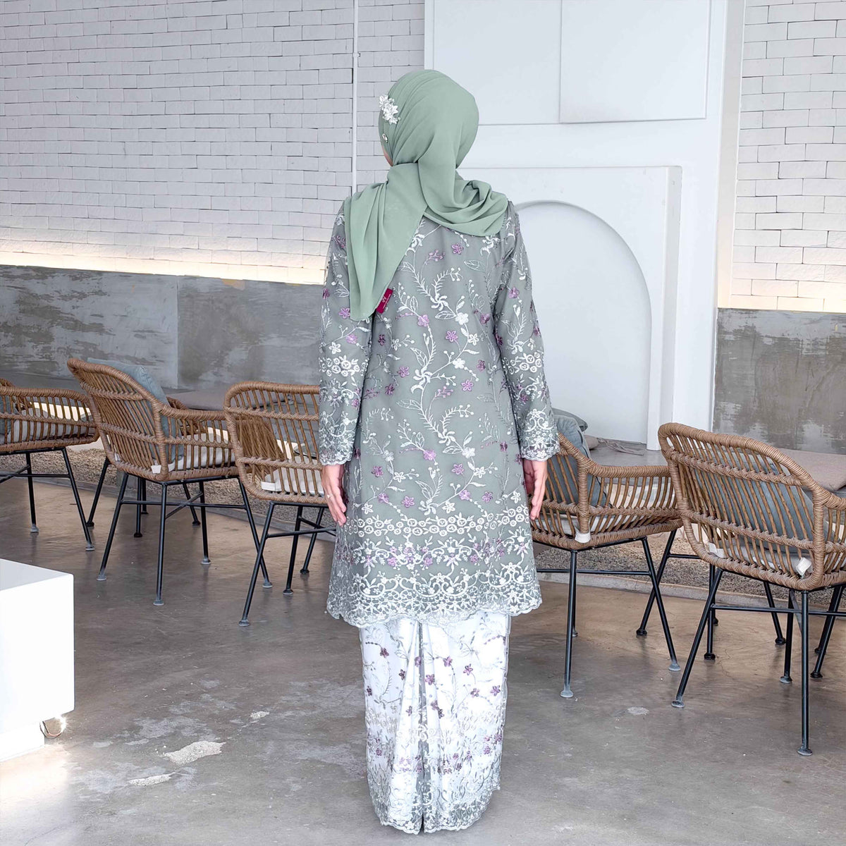 CLARA RIZQA - YASMIN baju kurung muslimah material premium como crepe + Lace