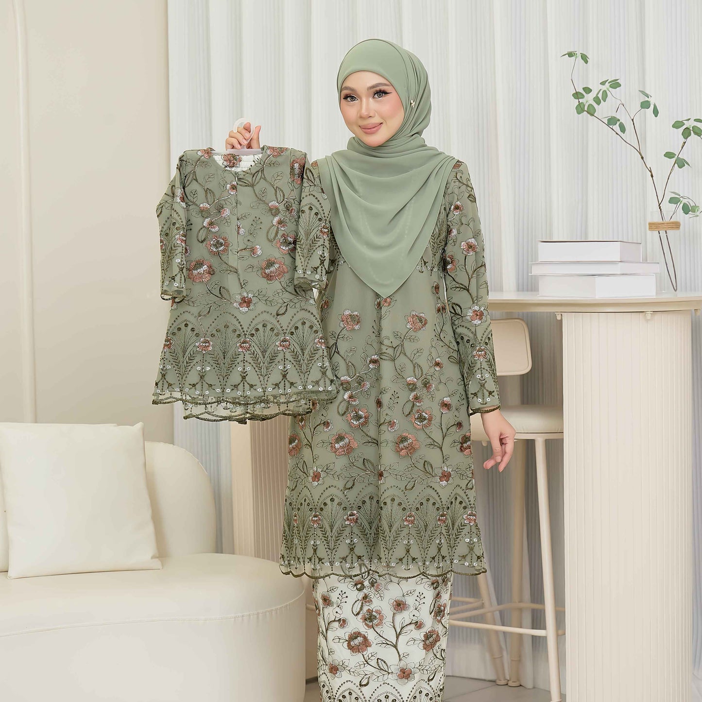 CLARA RIZQA - VANESSA baju kurung muslimah kids material premium como crepe + Lace