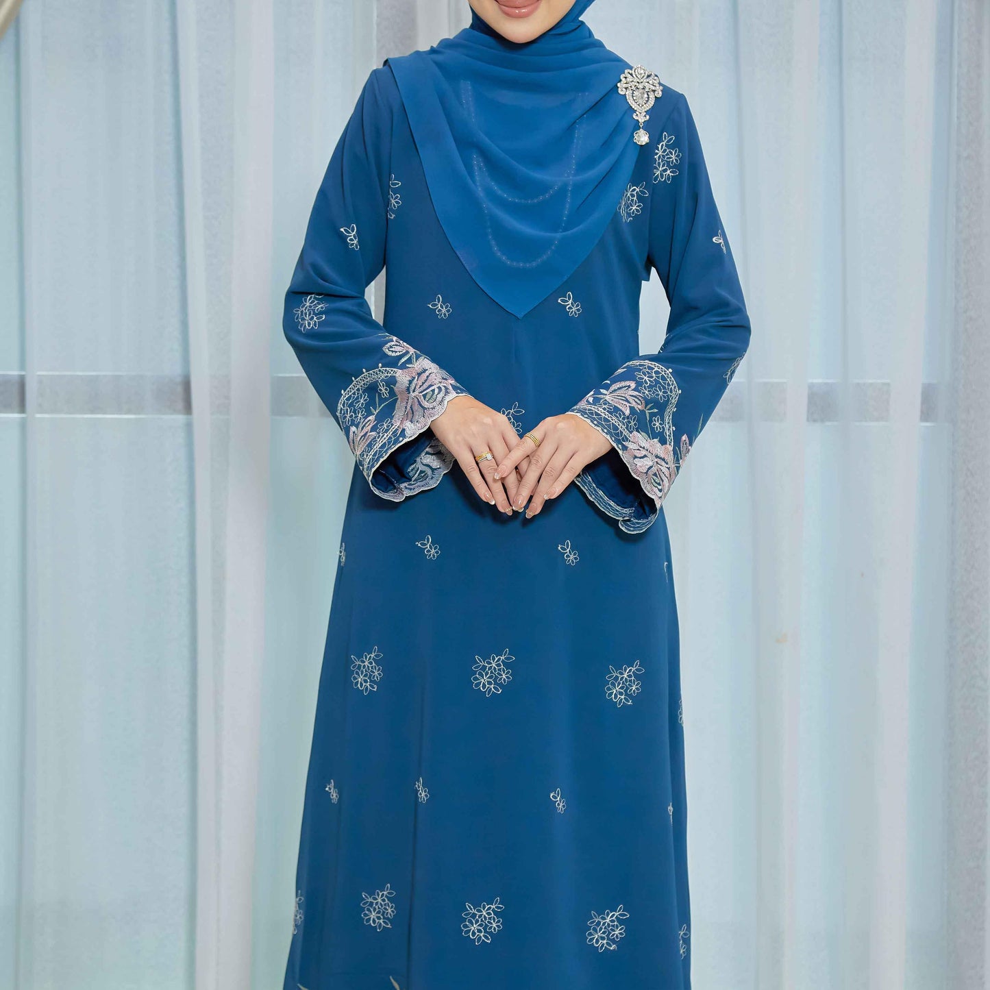 CLARA RIZQA - FEYARA Jubah Abaya material chiffon embroidery with lining como crepe