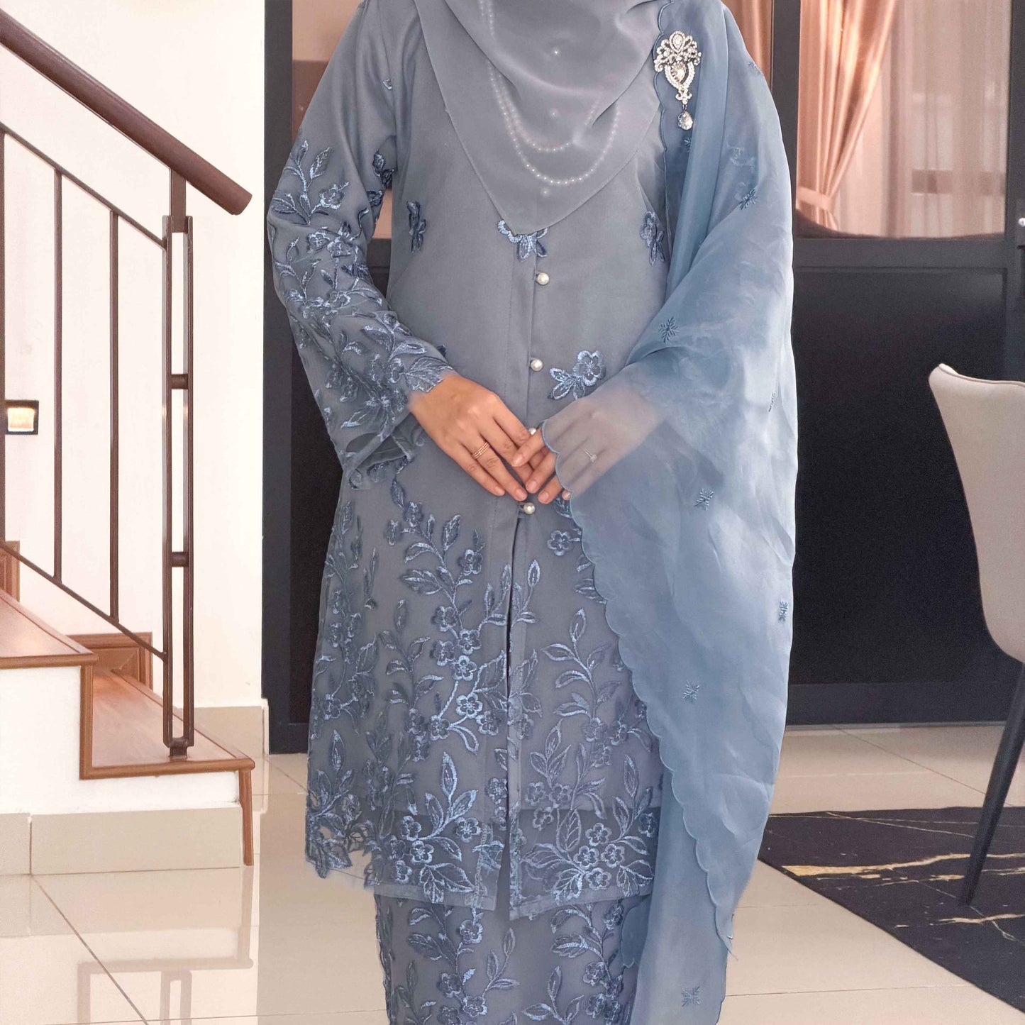 CLARA RIZQA - DALISHA baju kurung muslimah material premium como crepe + Lace
