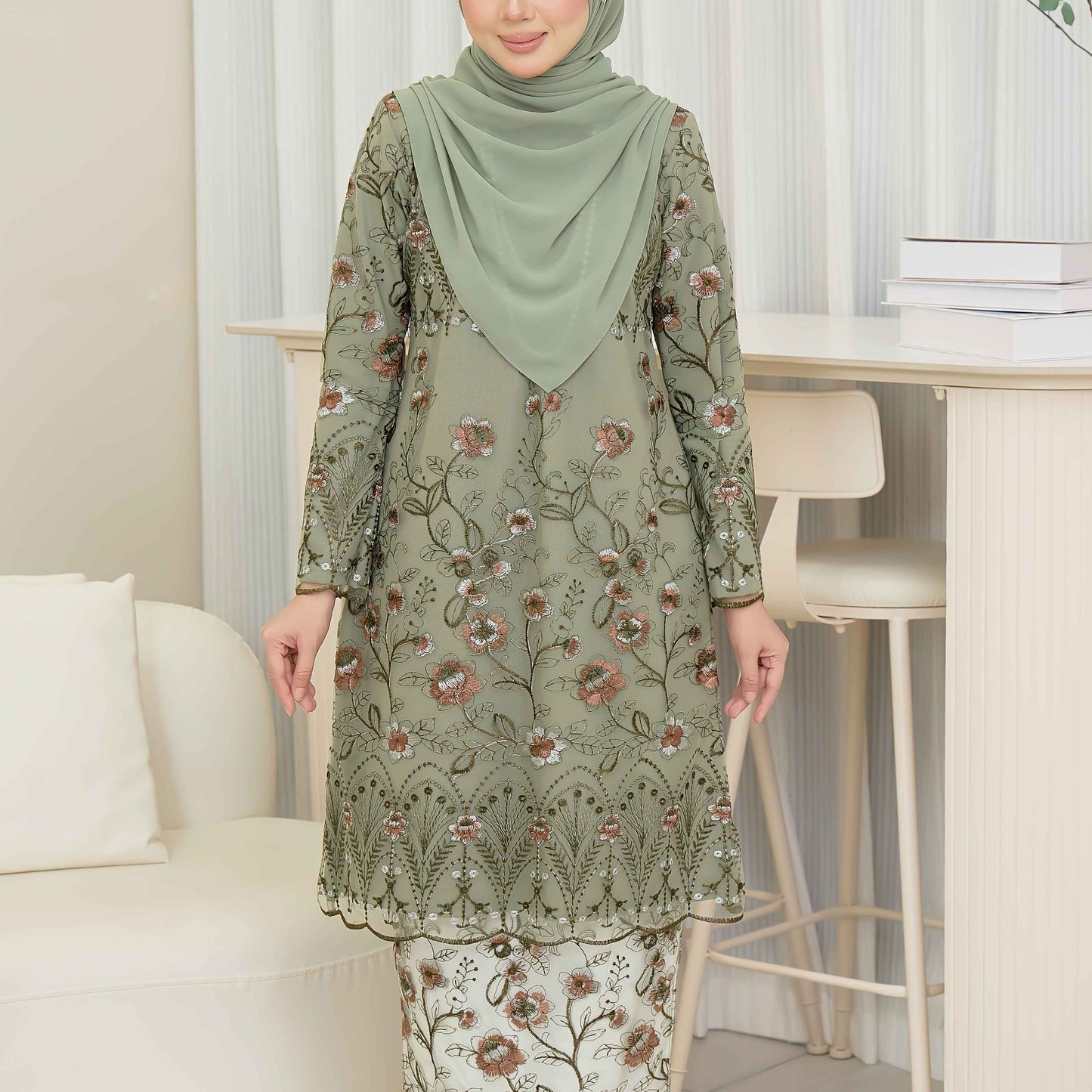 CLARA RIZQA - VANESSA baju kurung muslimah mom material premium como crepe + Lace