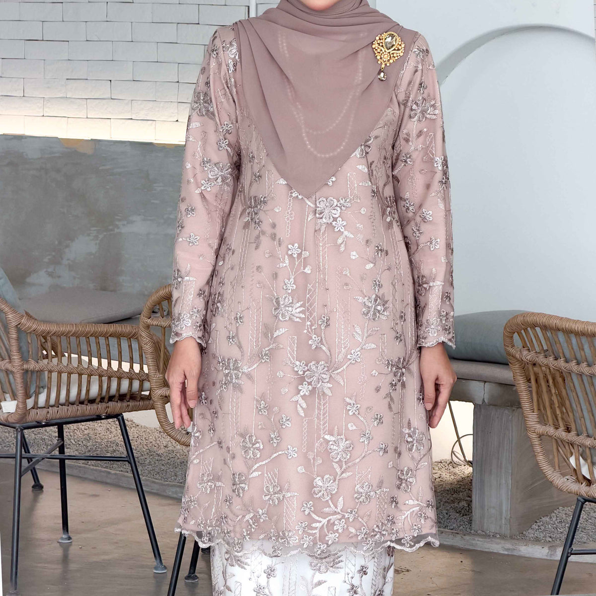 CLARA RIZQA - SOFIA baju kurung muslimah material premium como crepe + Lace