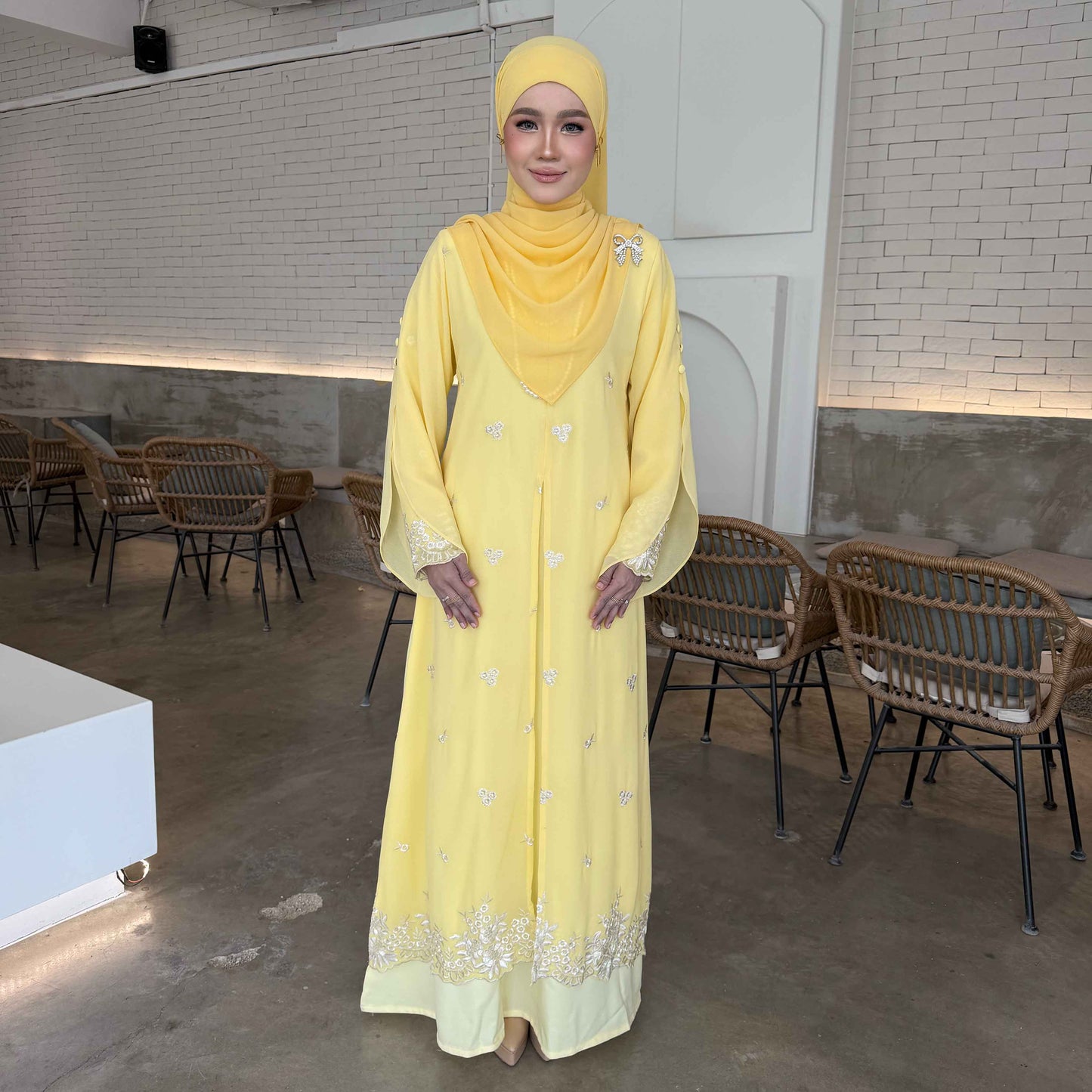 CLARA RIZQA - HAWRA Jubah Abaya material chiffon embroidery with lining como crepe