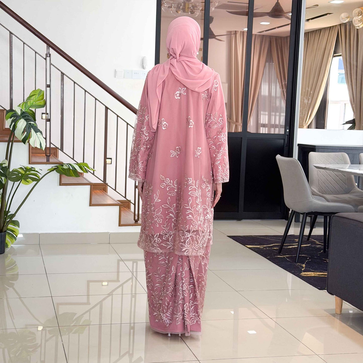 CLARA RIZQA - DALISHA baju kurung muslimah material premium como crepe + Lace