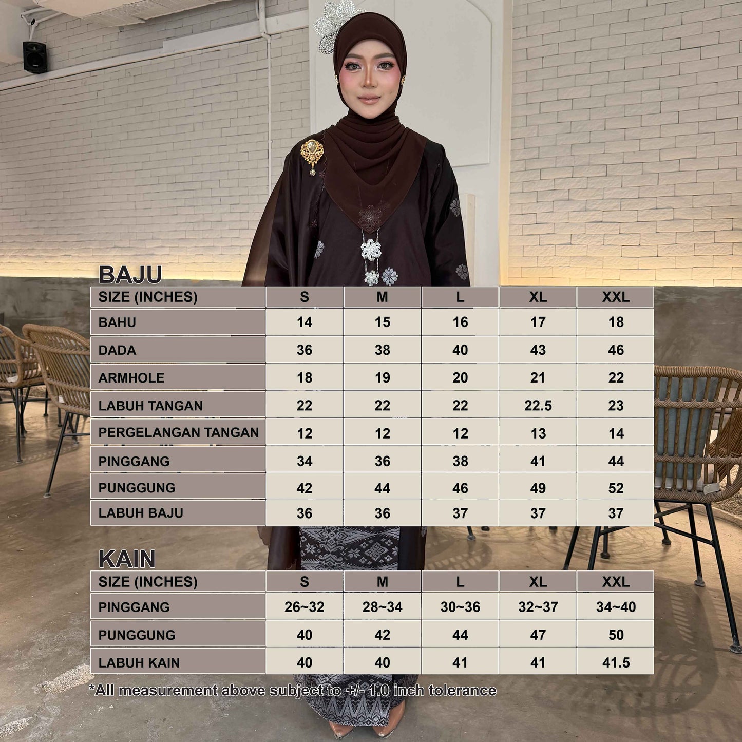 CLARA RIZQA - ANGGUN Baju Kurung Pesak Material Songket Tenun Asli