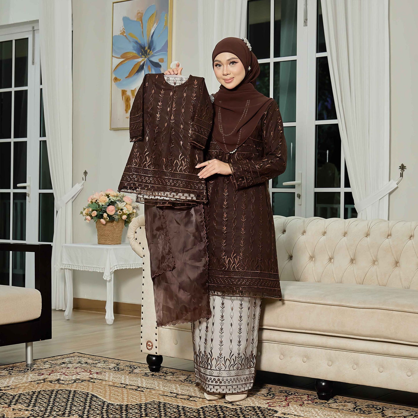 CLARA RIZQA - VIANNA baju kurung muslimah kids material premium como crepe + Lace