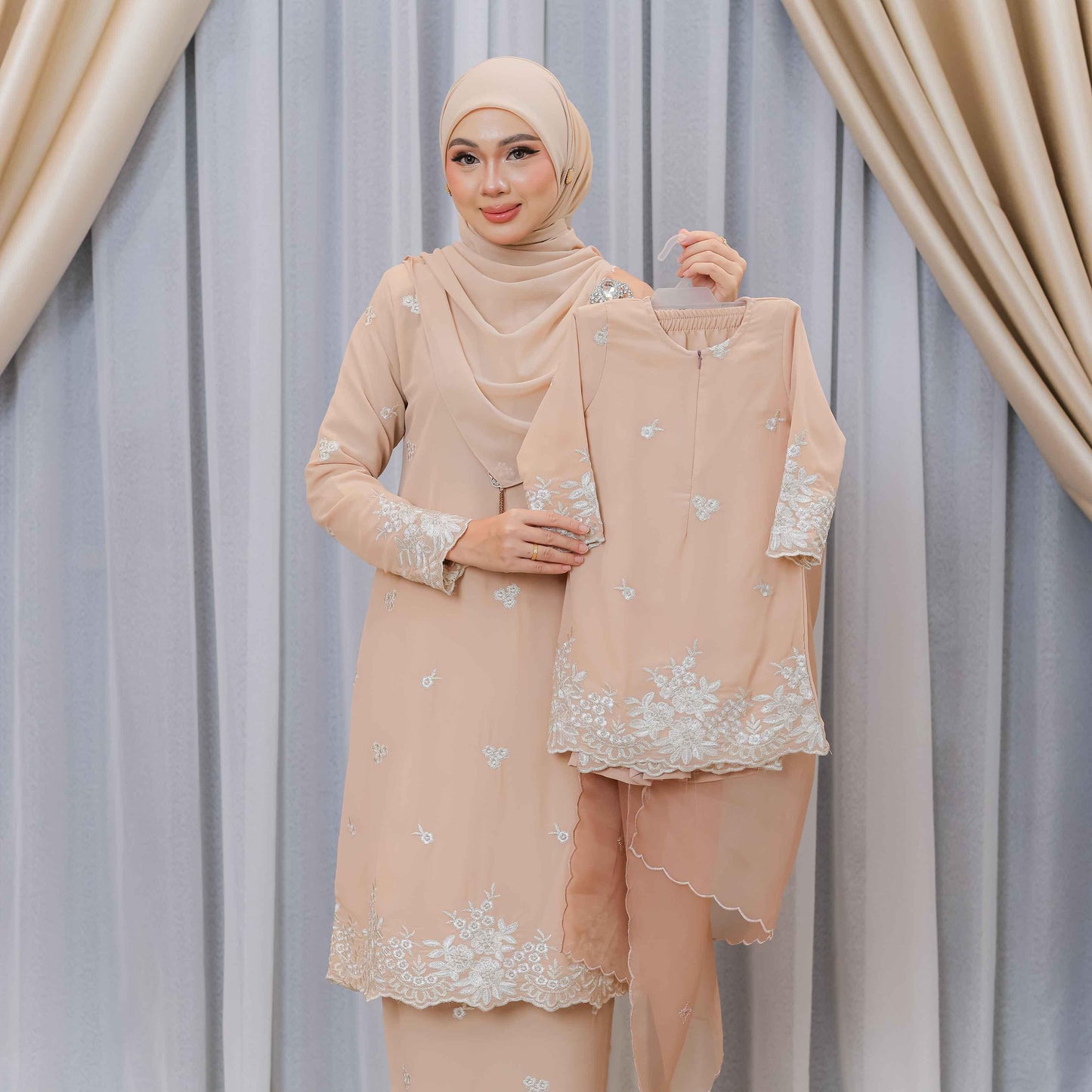 CLARA RIZQA - AVELINE baju kurung cantik material Chiffon embroidery with lining (kids)