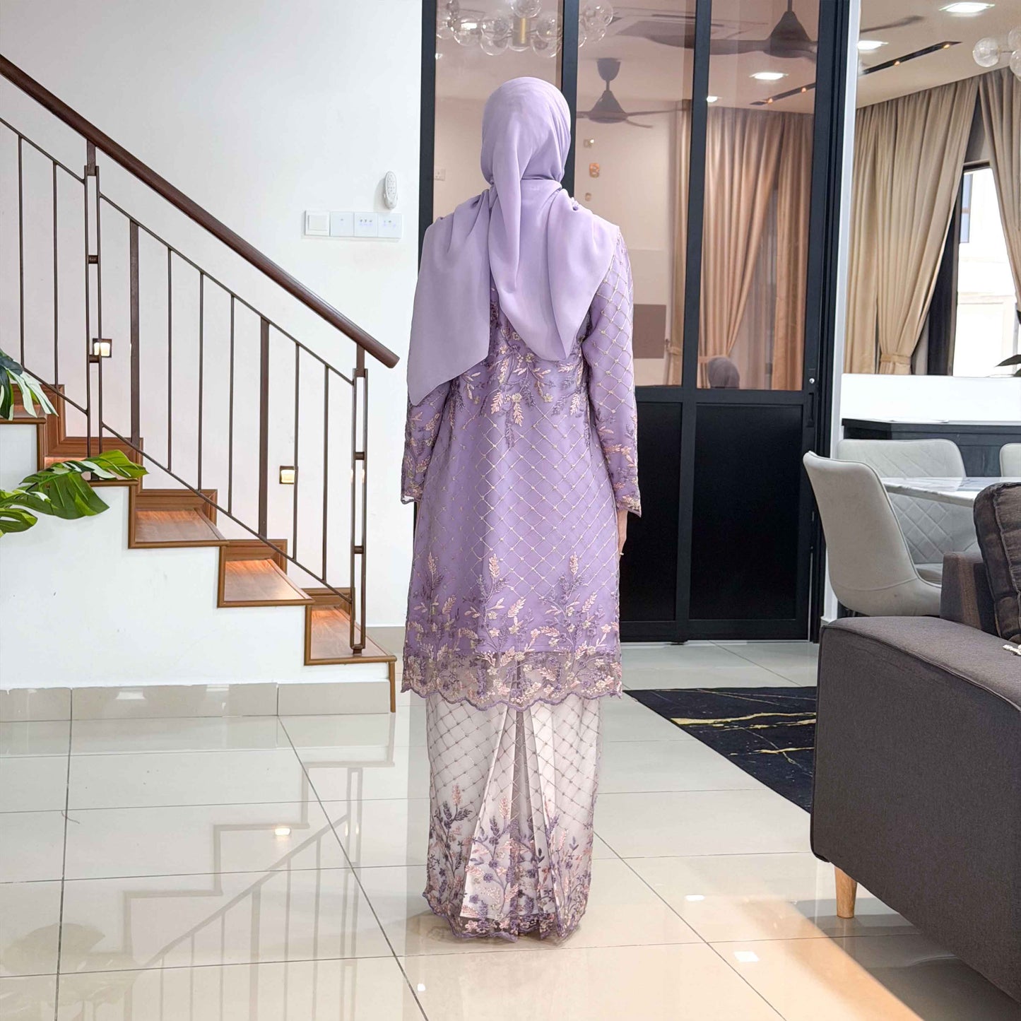 CLARA RIZQA - CALISA baju kurung muslimah material premium como crepe + Lace