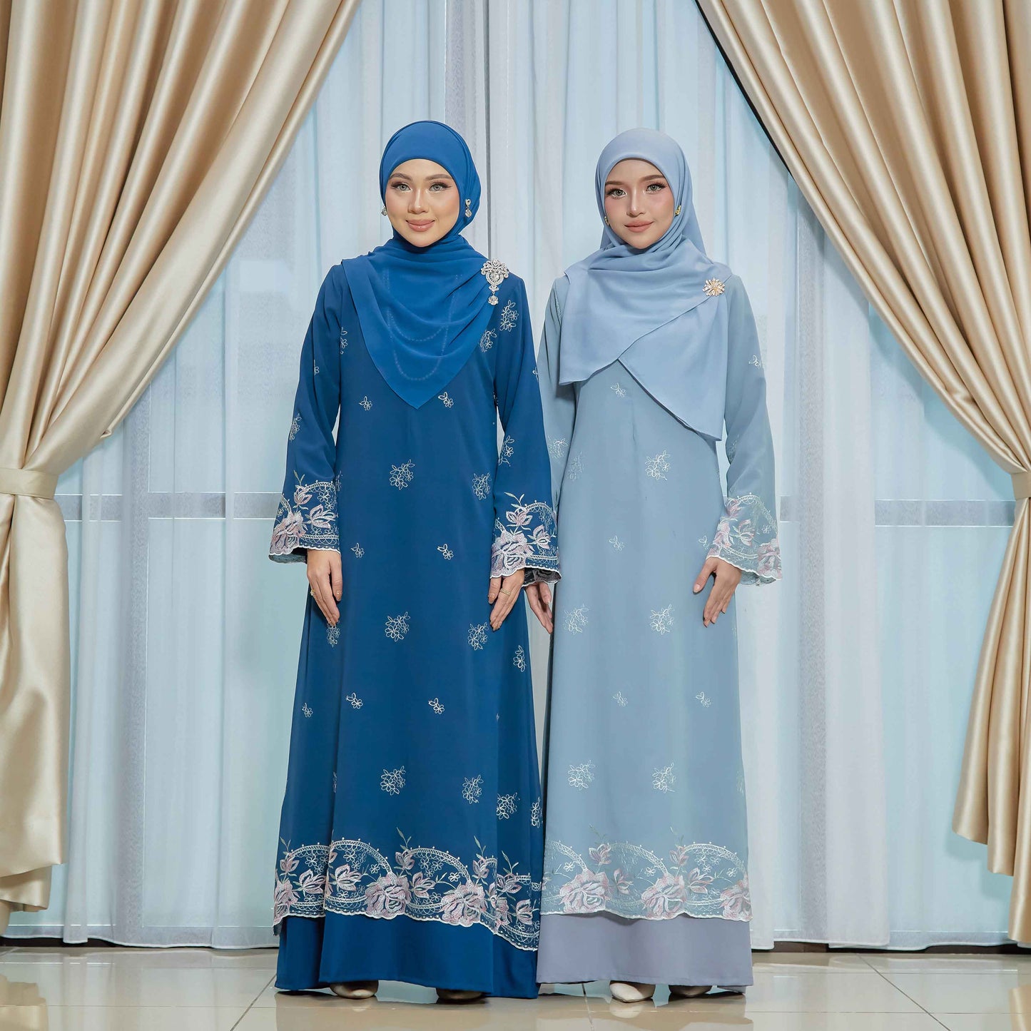 CLARA RIZQA - FEYARA Jubah Abaya material chiffon embroidery with lining como crepe