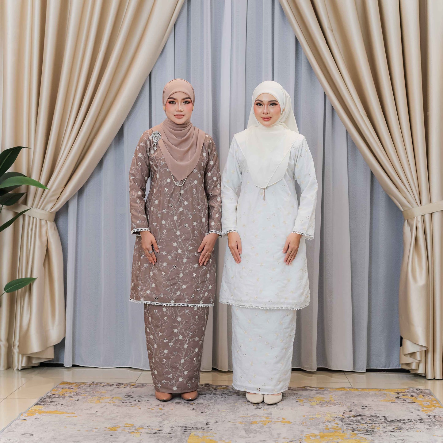 CLARA RIZQA - JASMINE baju kurung cantik moden material Cotton Embroidery with lining