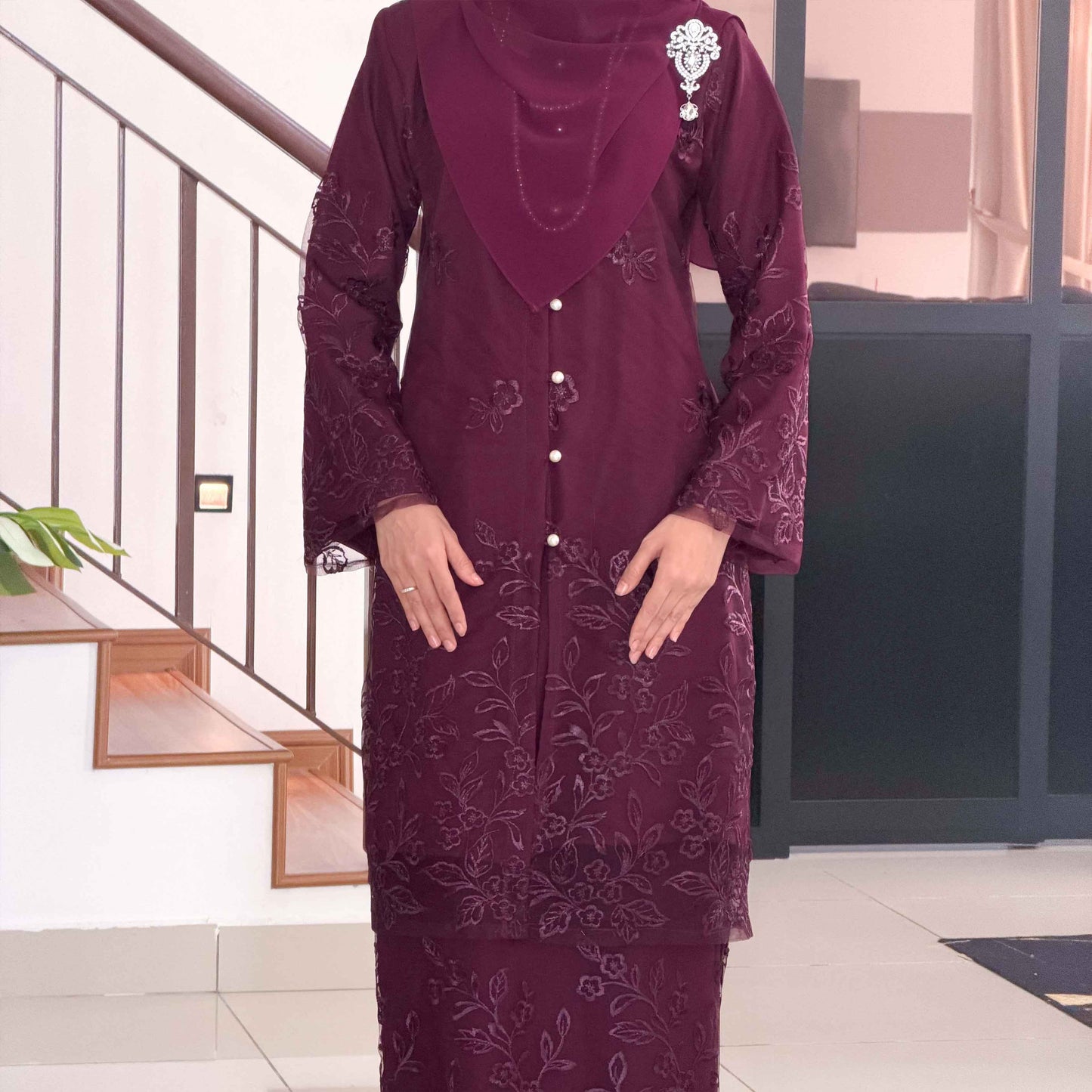 CLARA RIZQA - DALISHA baju kurung muslimah material premium como crepe + Lace