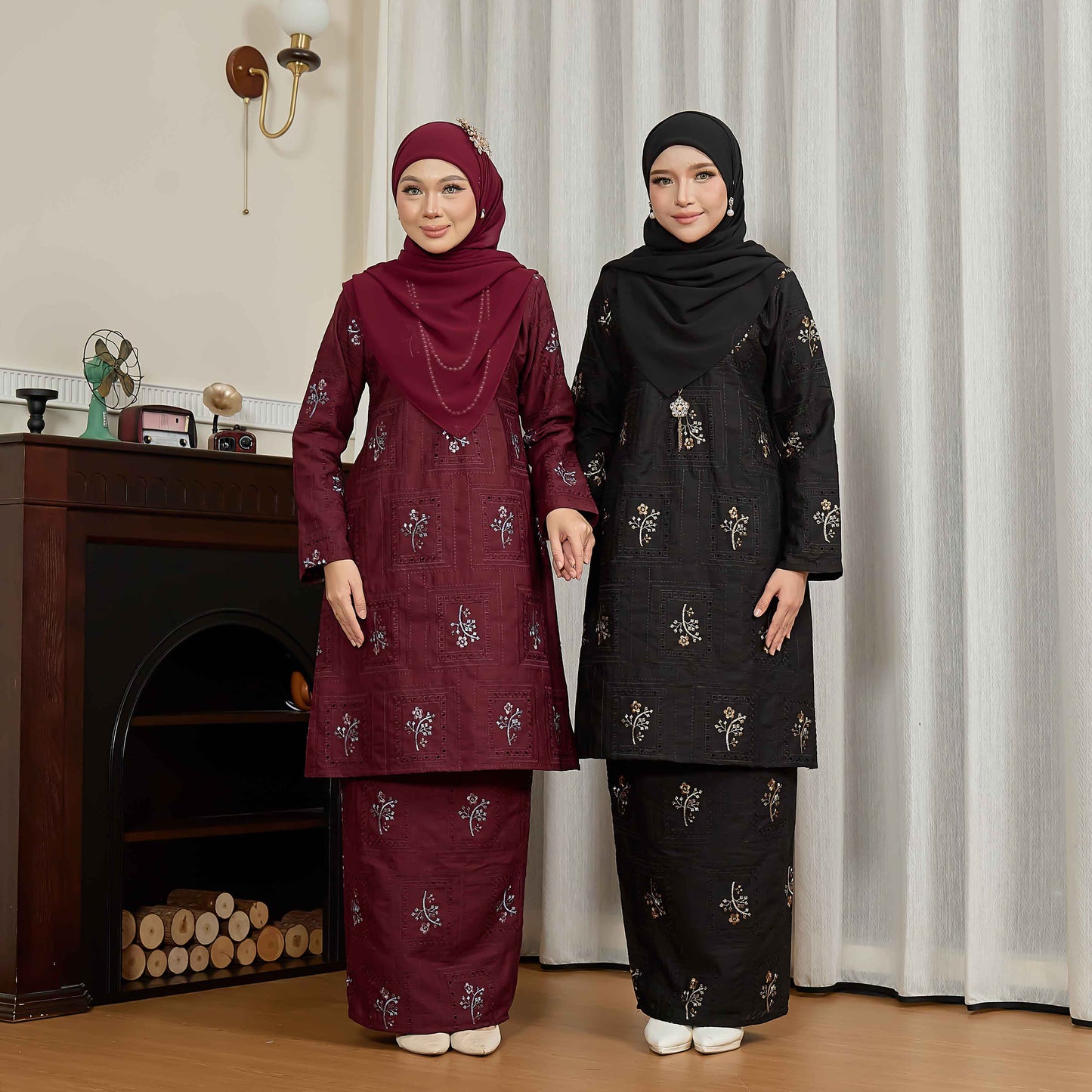 CLARA RIZQA - ALORA baju kurung cantik moden material Cotton Embroidery with lining