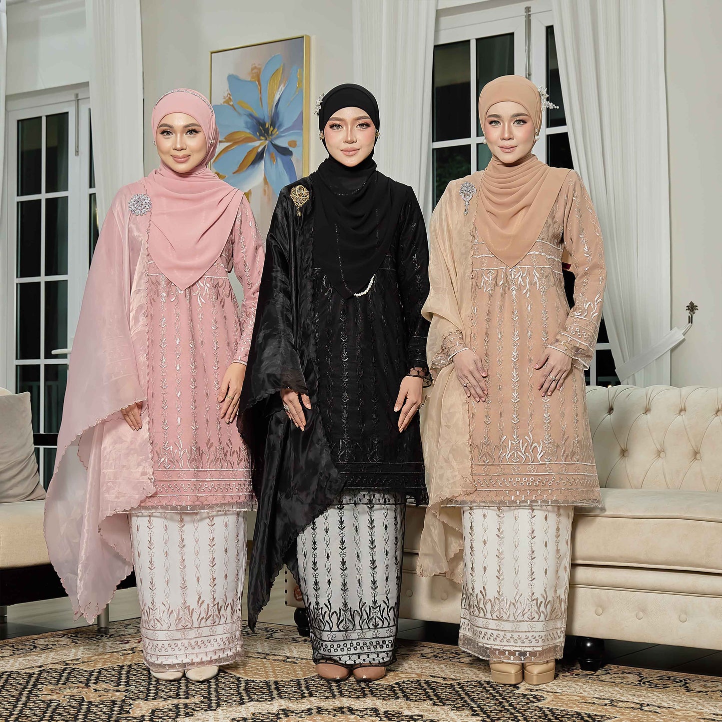 CLARA RIZQA - VIANNA baju kurung muslimah mom material premium como crepe + Lace