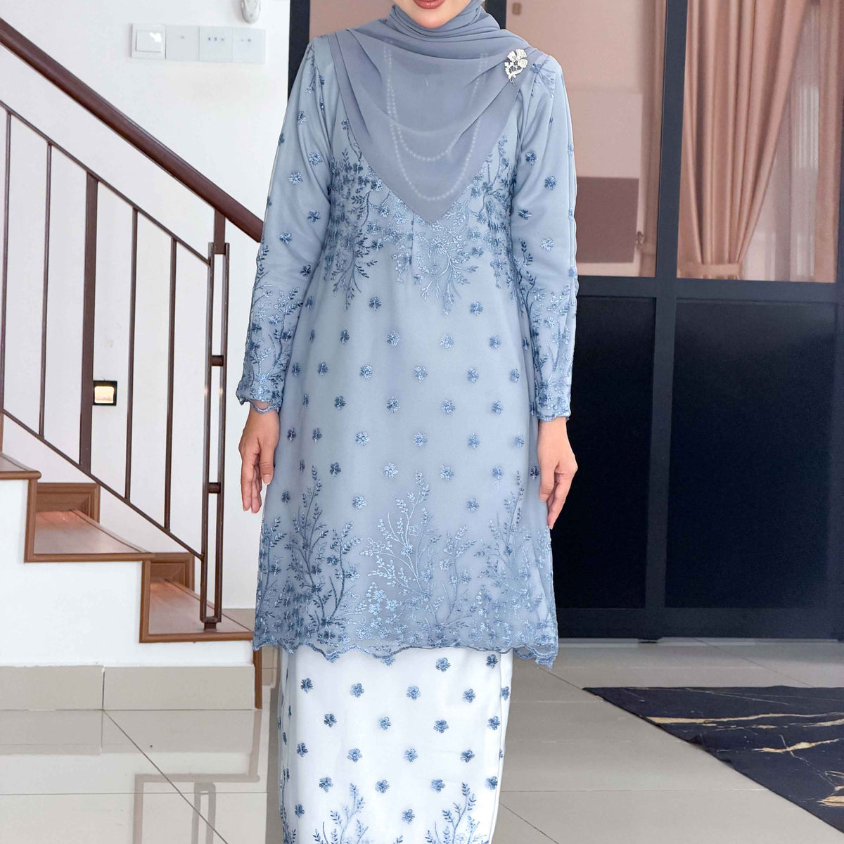 CLARA RIZQA - AYAROSE baju kurung muslimah material premium como crepe + Lace