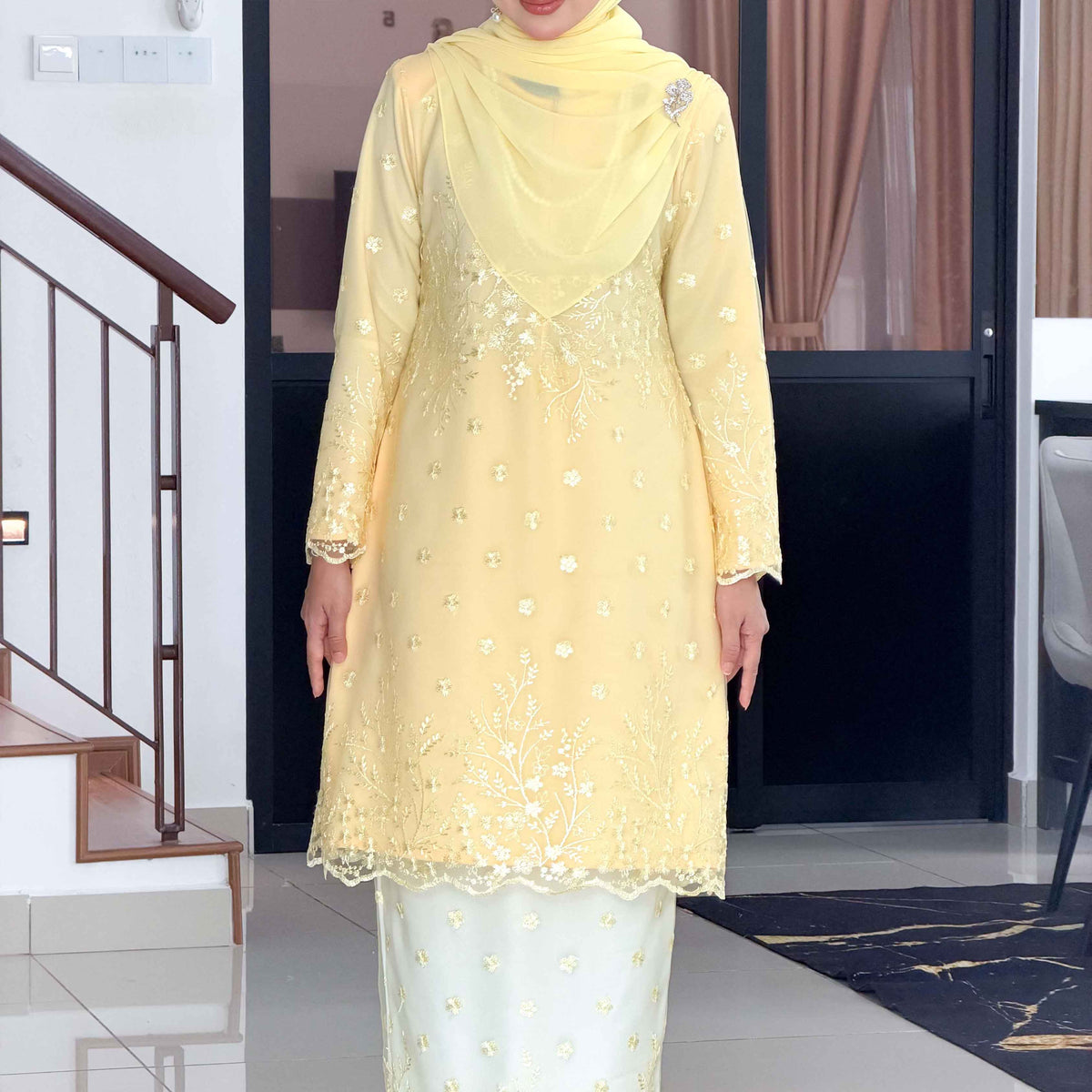 CLARA RIZQA - AYAROSE baju kurung muslimah material premium como crepe + Lace
