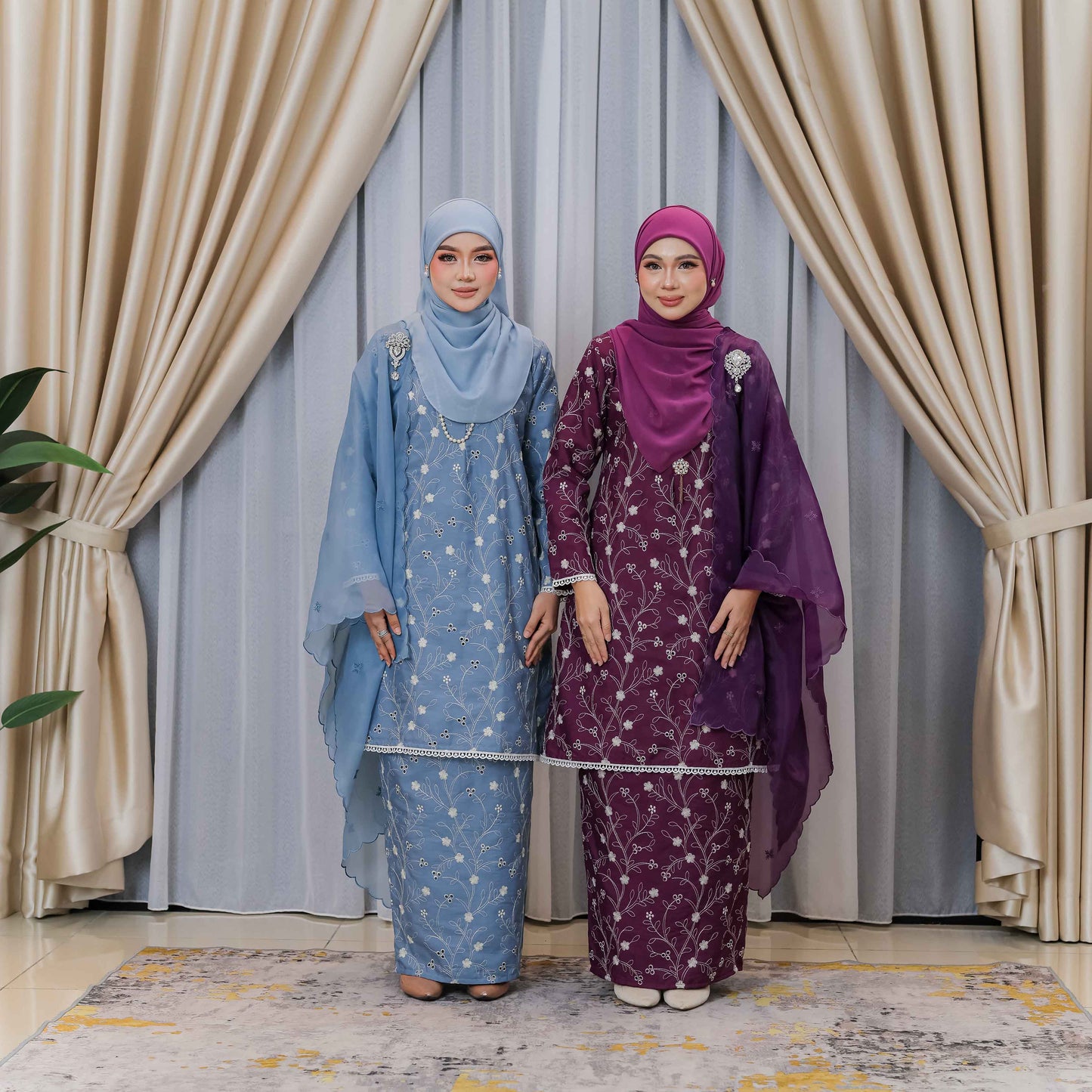 CLARA RIZQA - JASMINE baju kurung cantik moden material Cotton Embroidery with lining