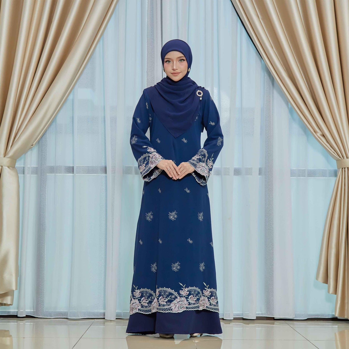 CLARA RIZQA - FEYARA Jubah Abaya material chiffon embroidery with lining como crepe