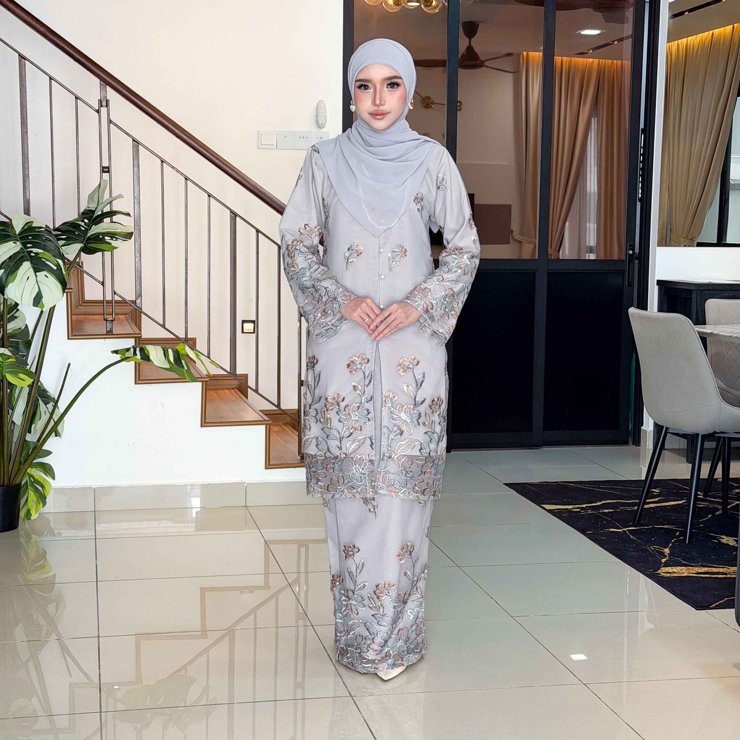 CLARA RIZQA - FEYROSA baju kurung muslimah material premium como crepe + Lace