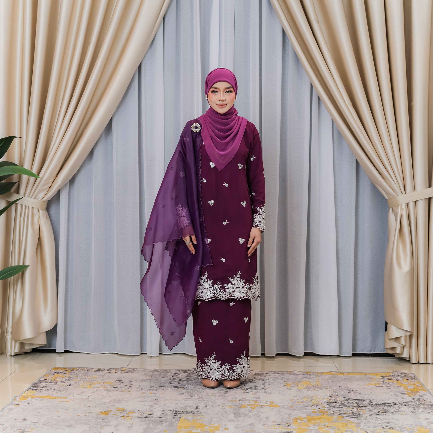 CLARA RIZQA - AVELINE baju kurung cantik material Chiffon embroidery with lining (mom)