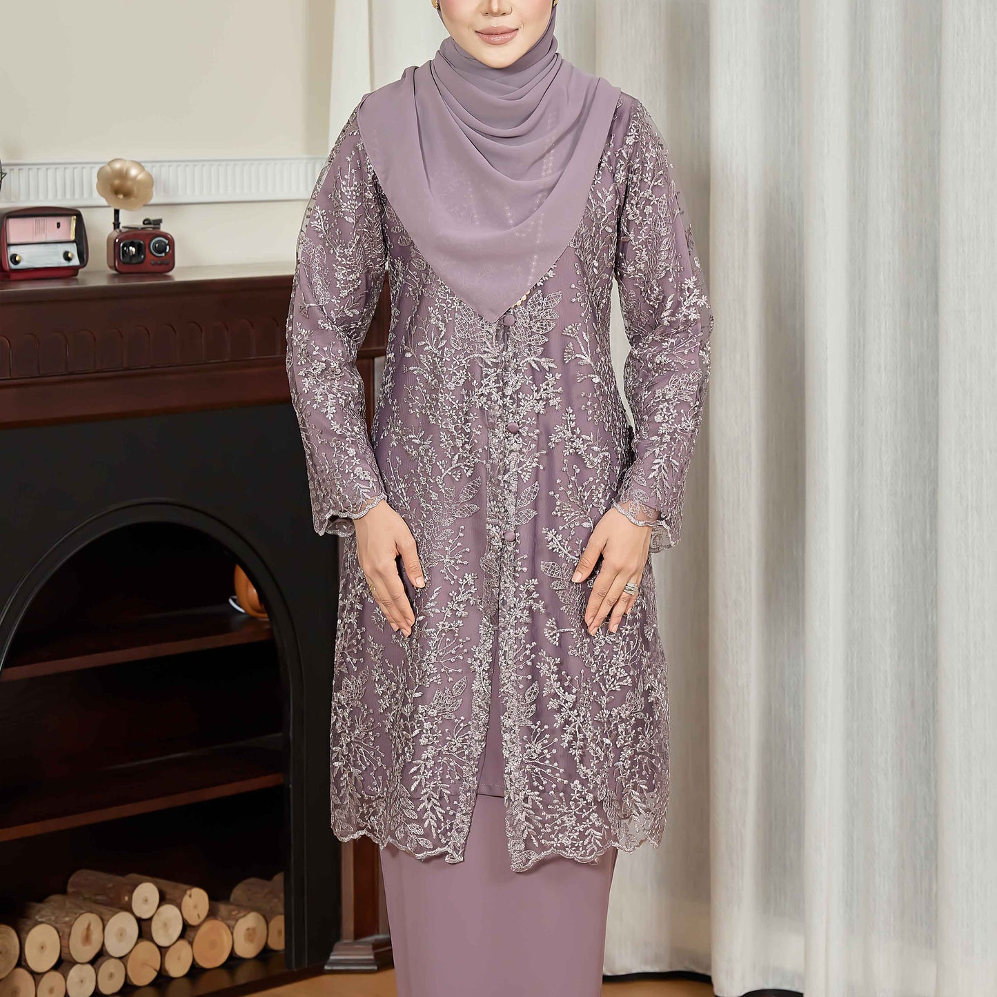 CLARA RIZQA - PETRA baju kurung moden material lace + sutera pearl lace