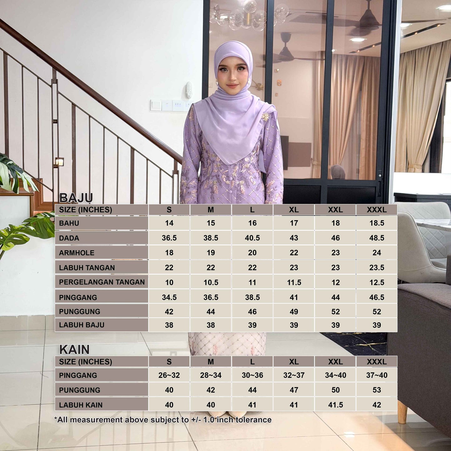 CLARA RIZQA - CALISA baju kurung muslimah material premium como crepe + Lace