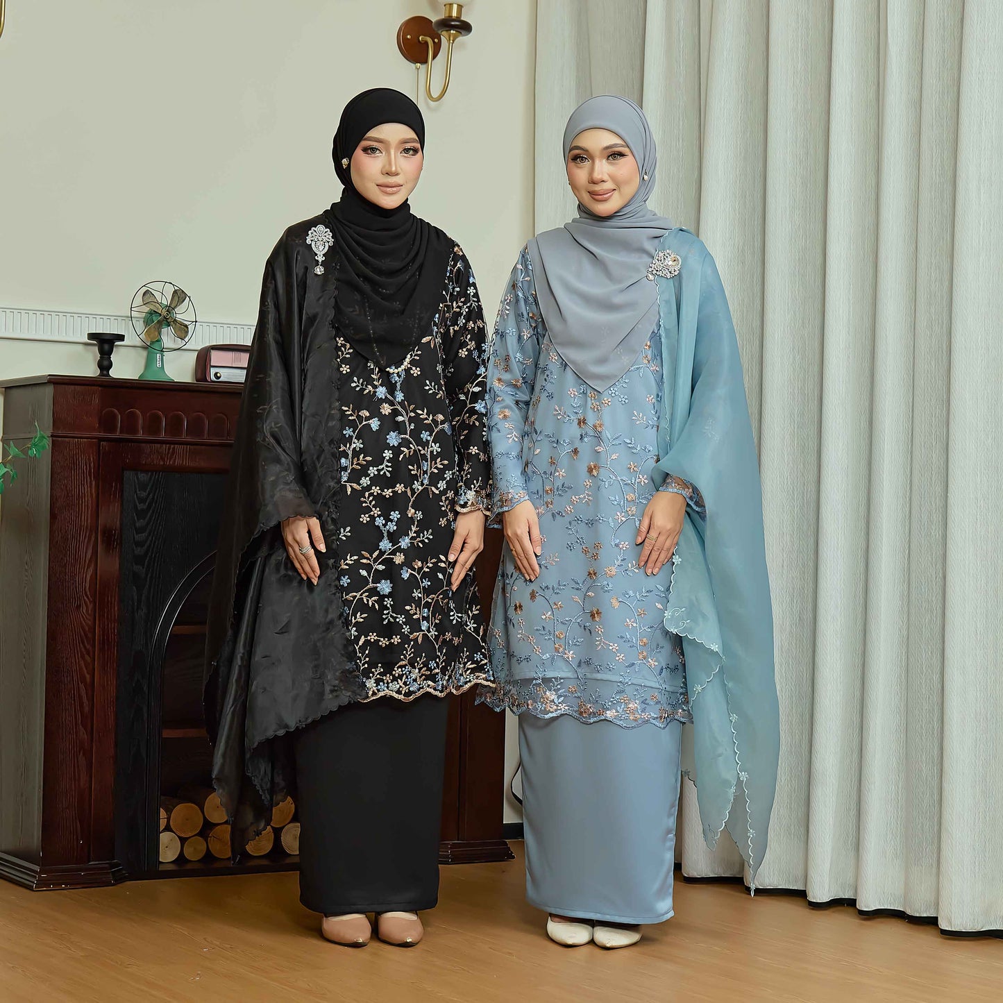 CLARA RIZQA - DIANDRA Mom baju kurung muslimah material premium pearl skin with lace