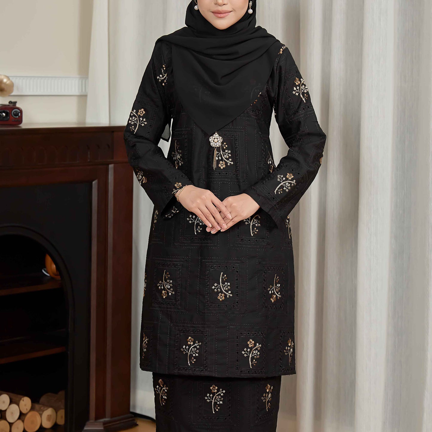 CLARA RIZQA - ALORA baju kurung cantik moden material Cotton Embroidery with lining