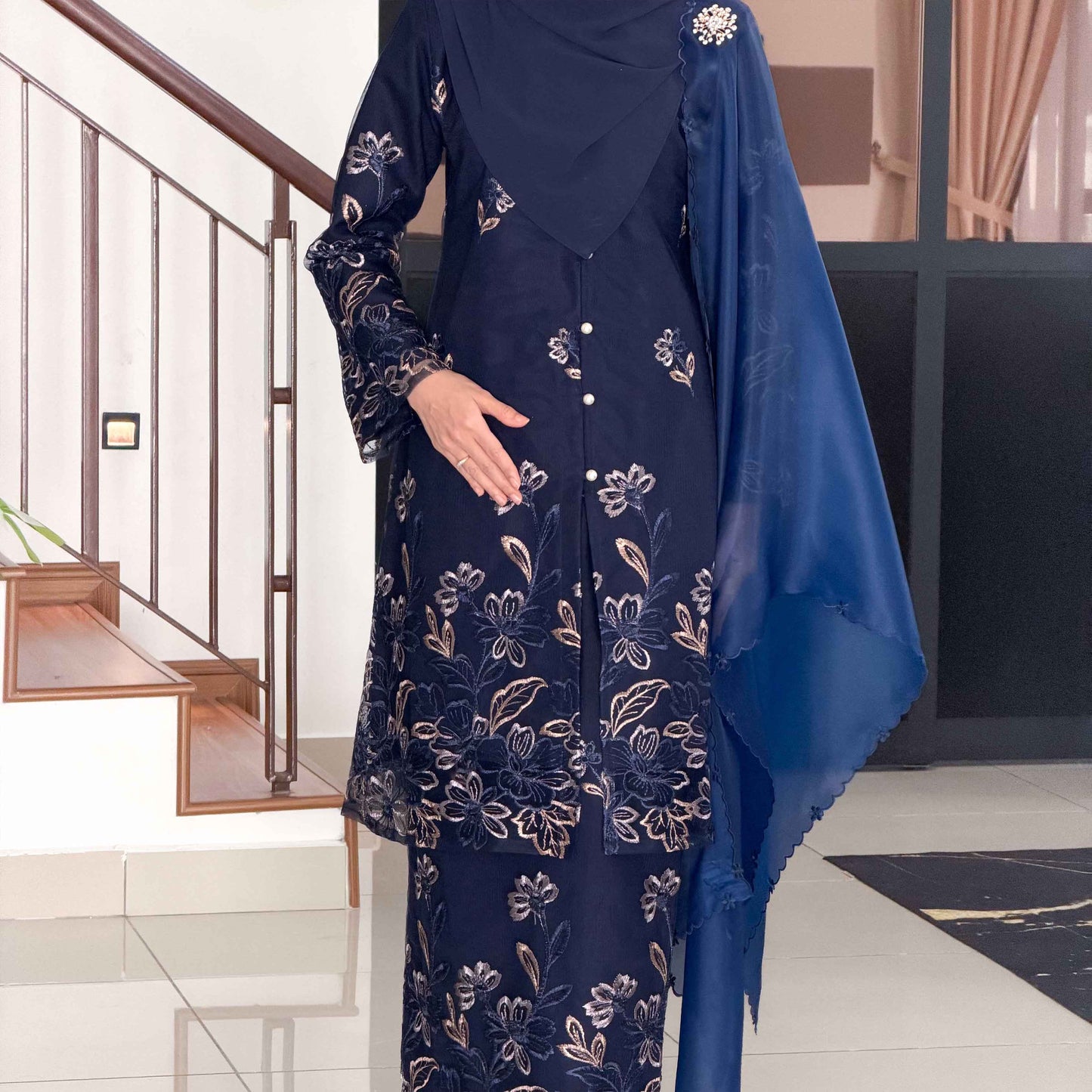 CLARA RIZQA - FEYROSA baju kurung muslimah material premium como crepe + Lace
