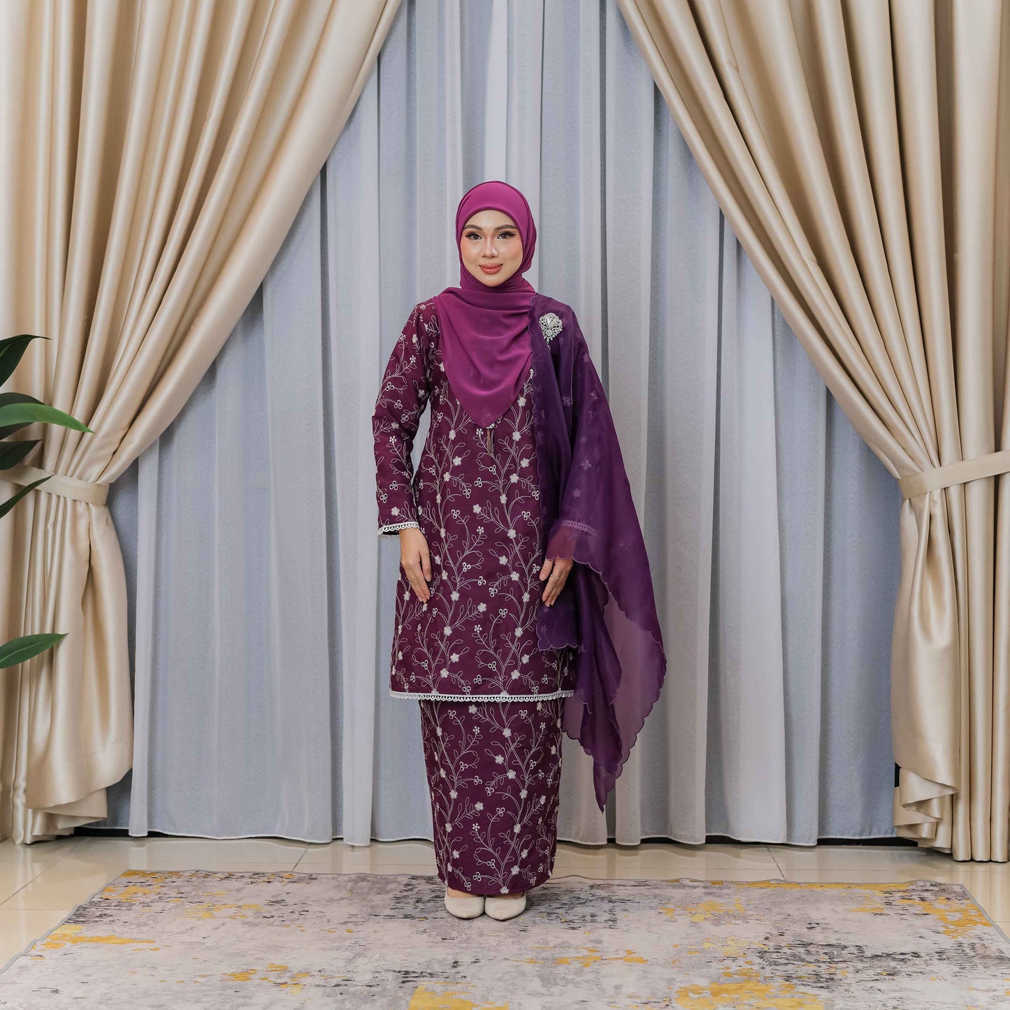 CLARA RIZQA - JASMINE baju kurung cantik moden material Cotton Embroidery with lining