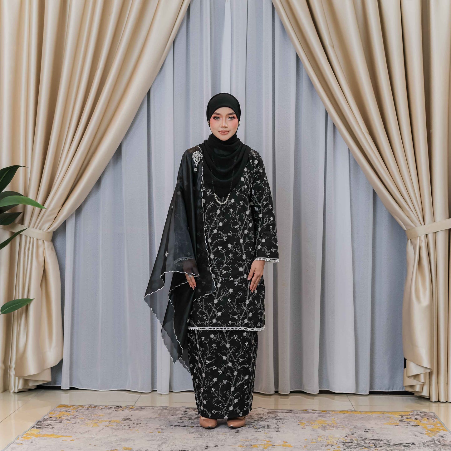 CLARA RIZQA - JASMINE baju kurung cantik moden material Cotton Embroidery with lining