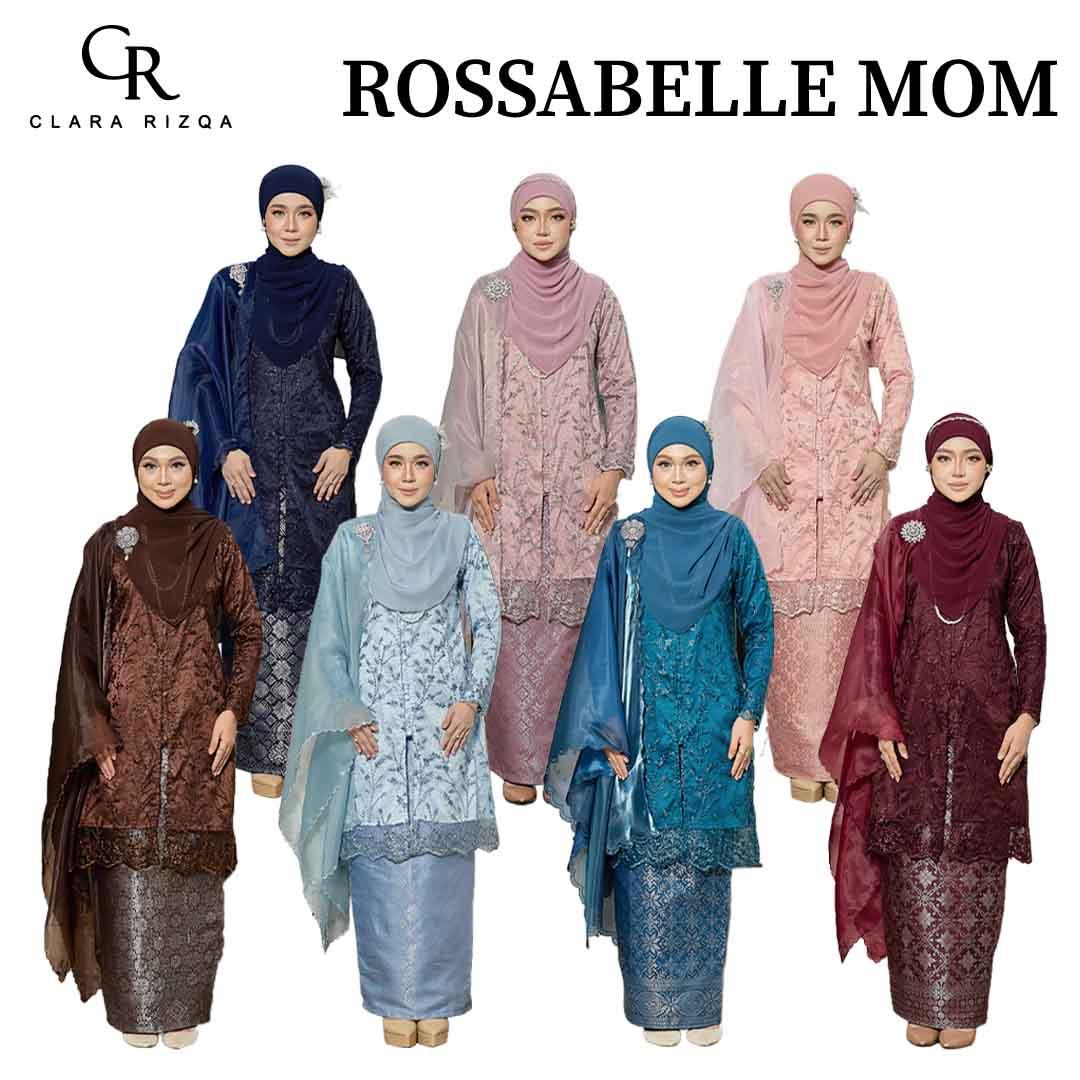 CLARA RIZQA - ROSSABELLE Mom baju kurung muslimah material embroidery lace + satin velvet(lining) + songket