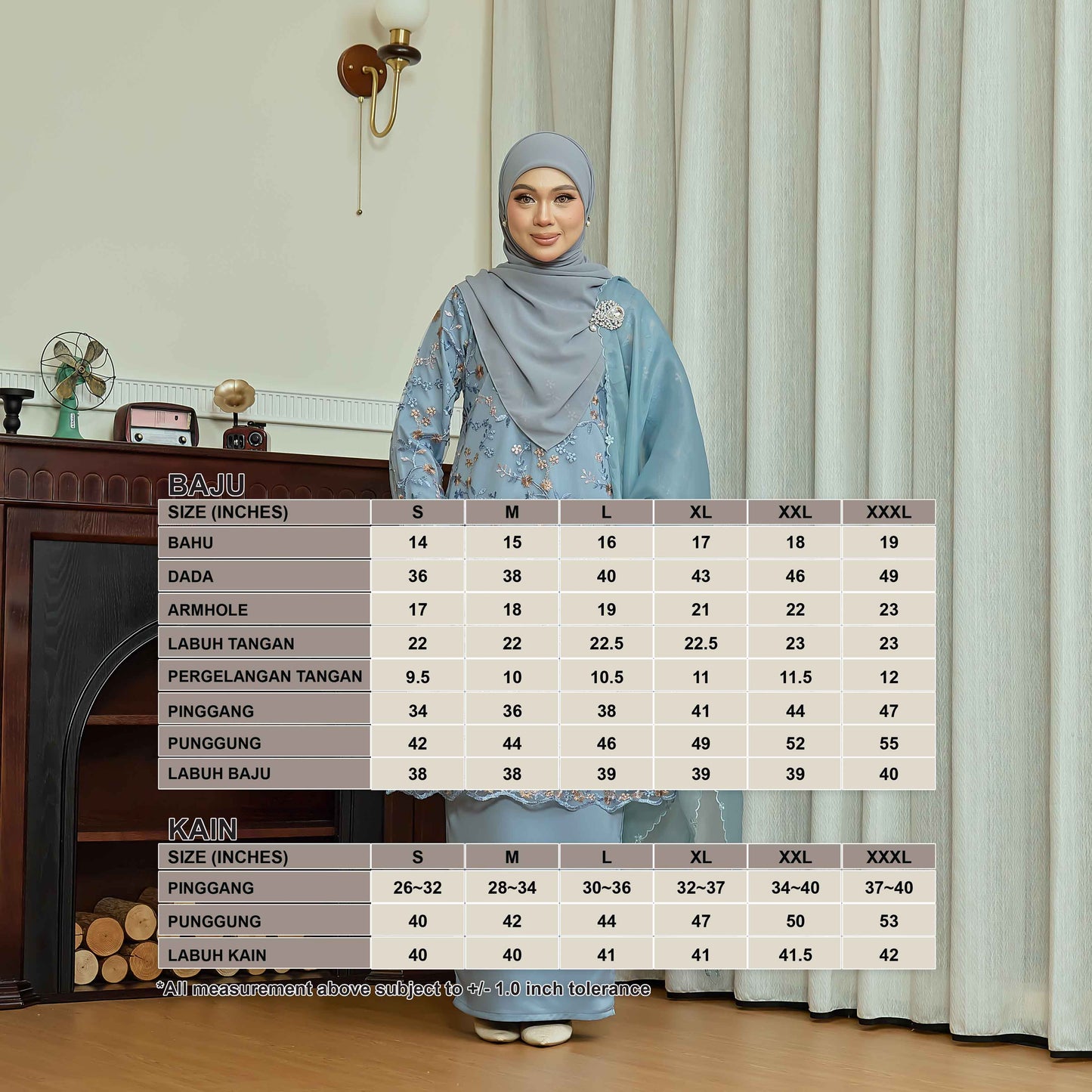 CLARA RIZQA - DIANDRA Mom baju kurung muslimah material premium pearl skin with lace