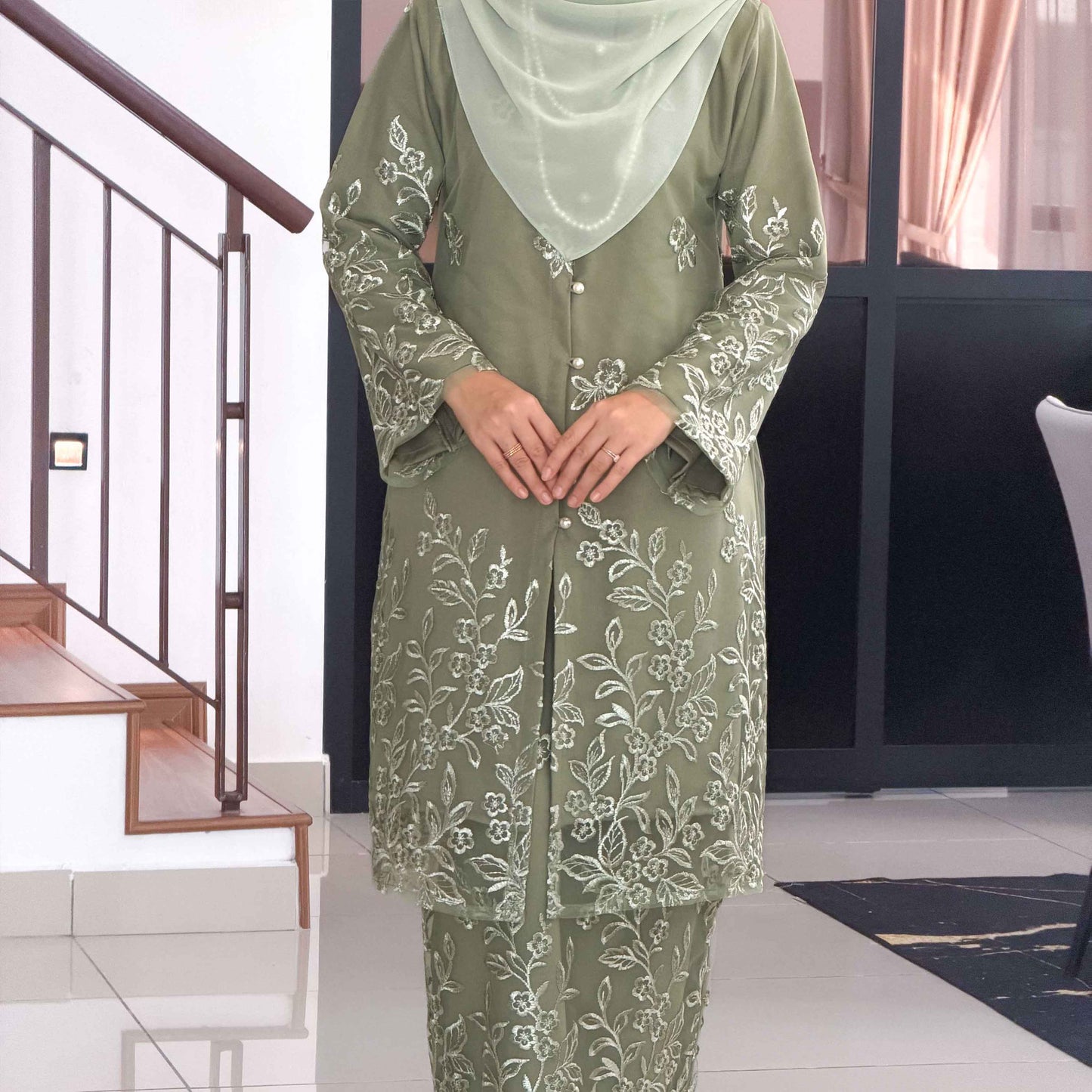 CLARA RIZQA - DALISHA baju kurung muslimah material premium como crepe + Lace