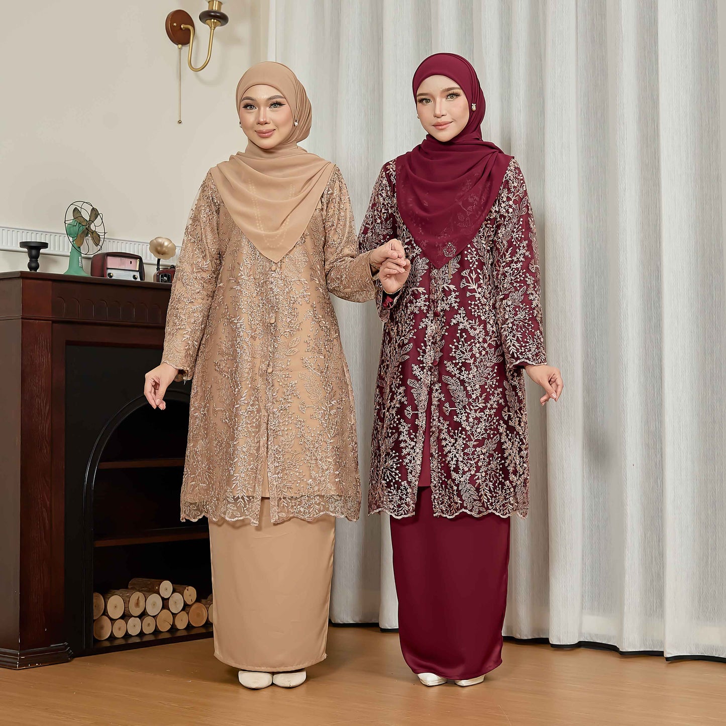 CLARA RIZQA - PETRA baju kurung moden material lace + sutera pearl lace