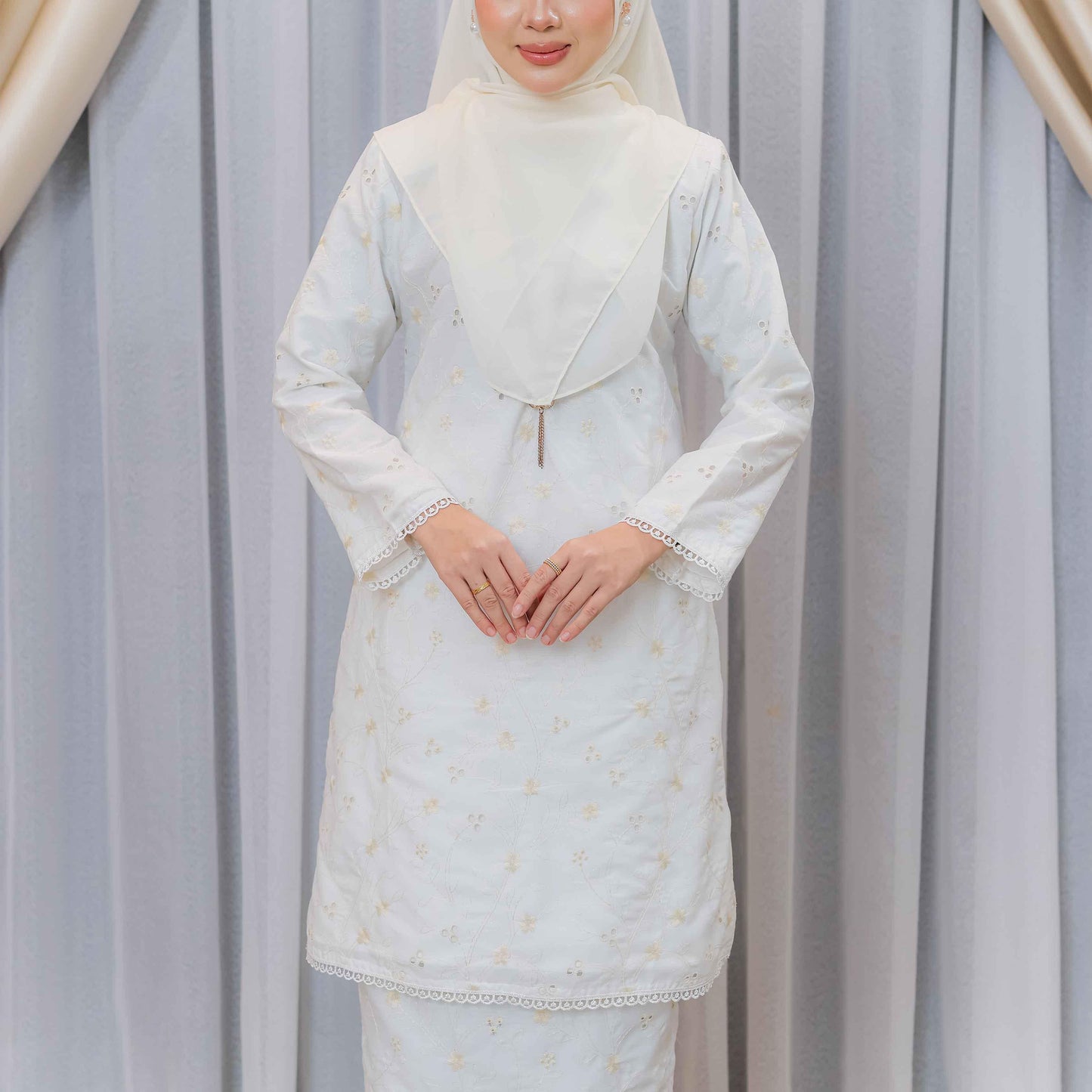 CLARA RIZQA - JASMINE baju kurung cantik moden material Cotton Embroidery with lining