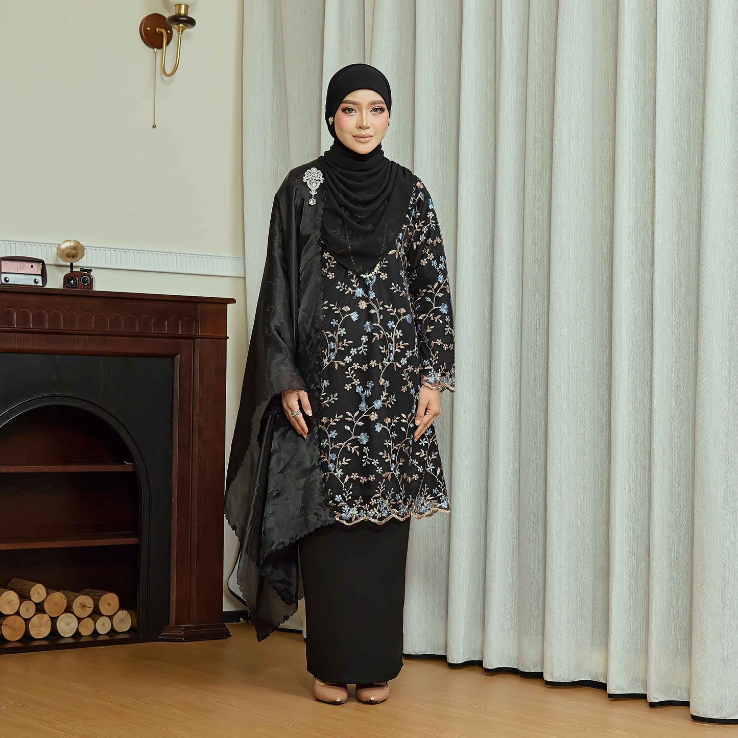 CLARA RIZQA - DIANDRA Mom baju kurung muslimah material premium pearl skin with lace